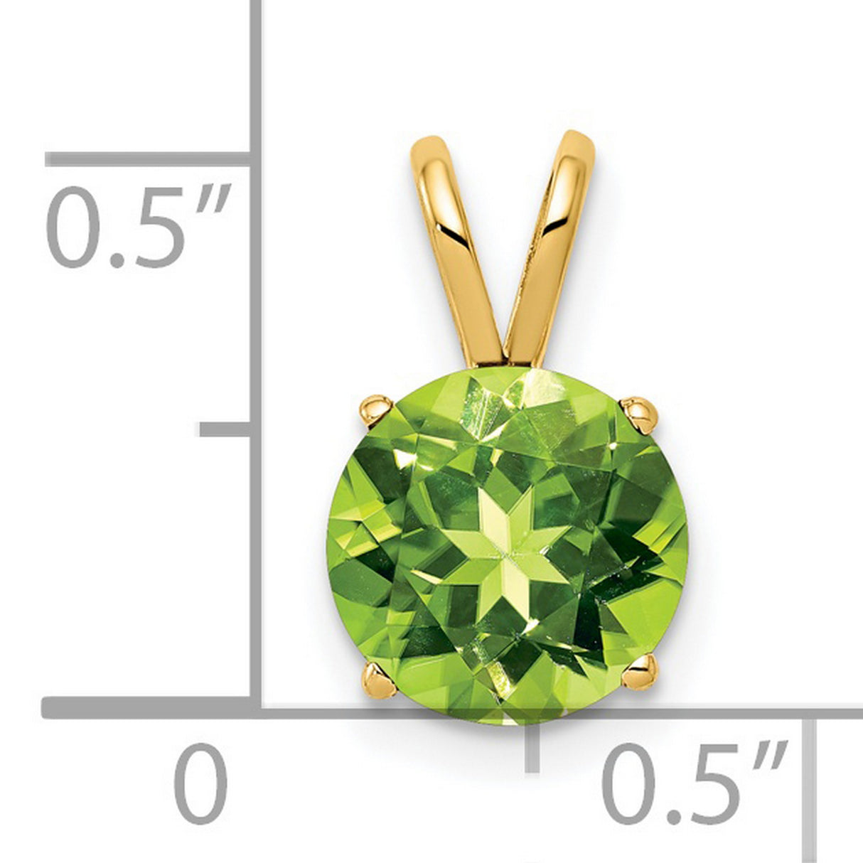 8mm Peridot Charm Pendant in Real 14k Yellow Gold