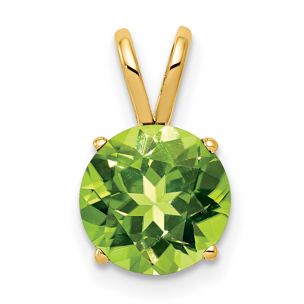 8mm Peridot Charm Pendant in Real 14k Yellow Gold