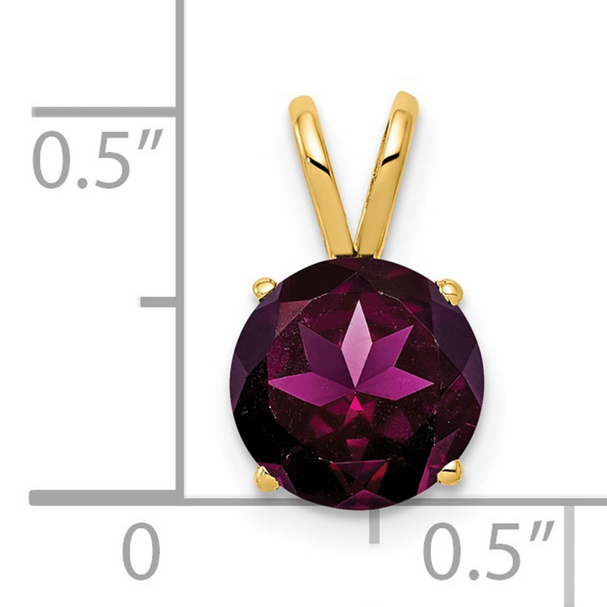 8mm Rhodolite Garnet Charm Pendant in Real 14k Yellow Gold