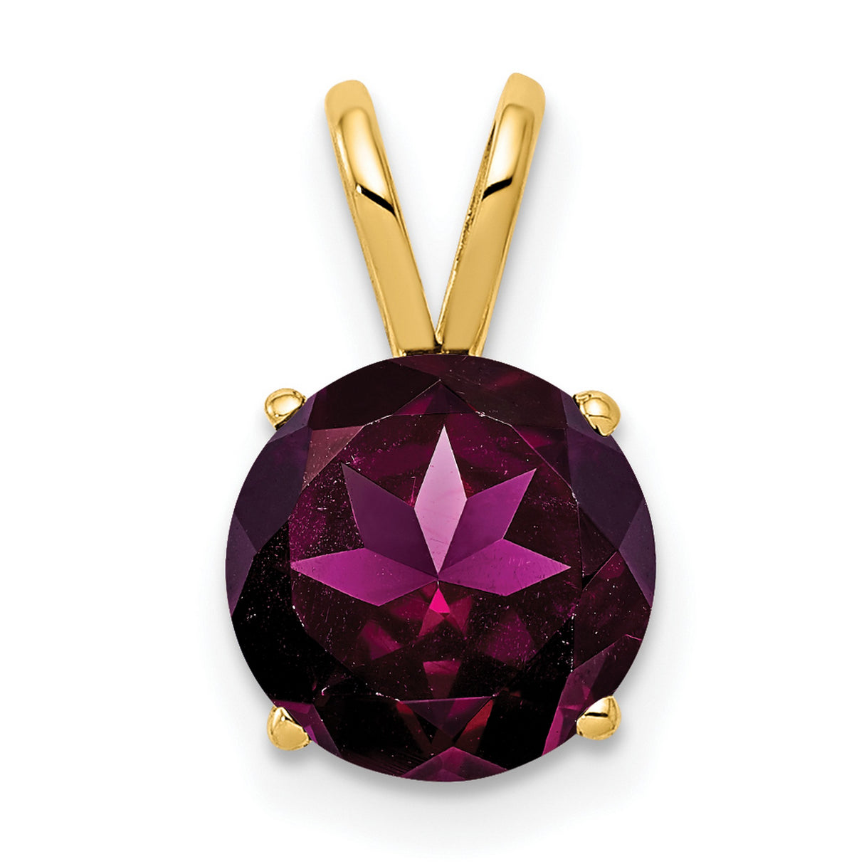 8mm Rhodolite Garnet Charm Pendant in Real 14k Yellow Gold