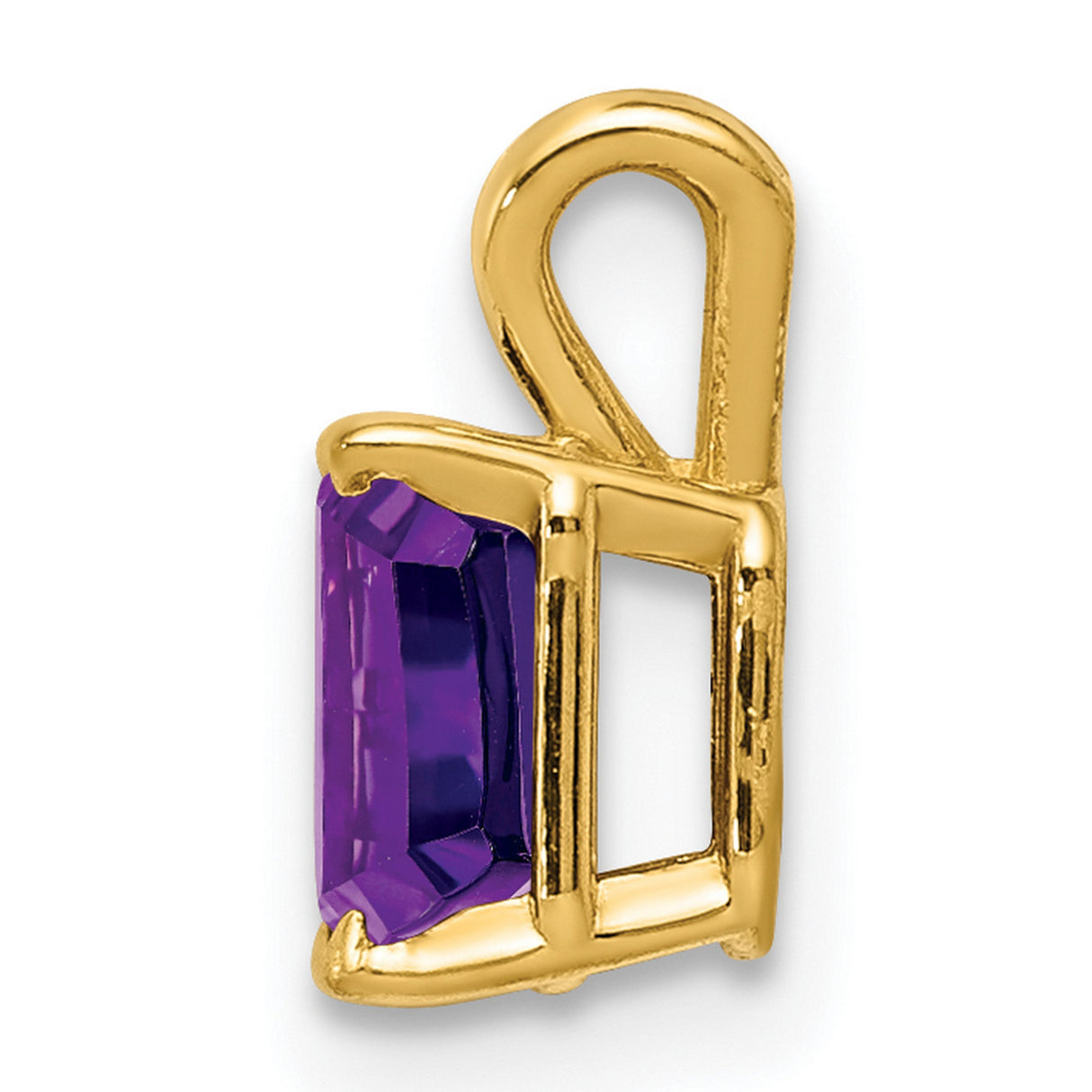 Amethyst Charm Pendant in Real 14k Yellow Gold