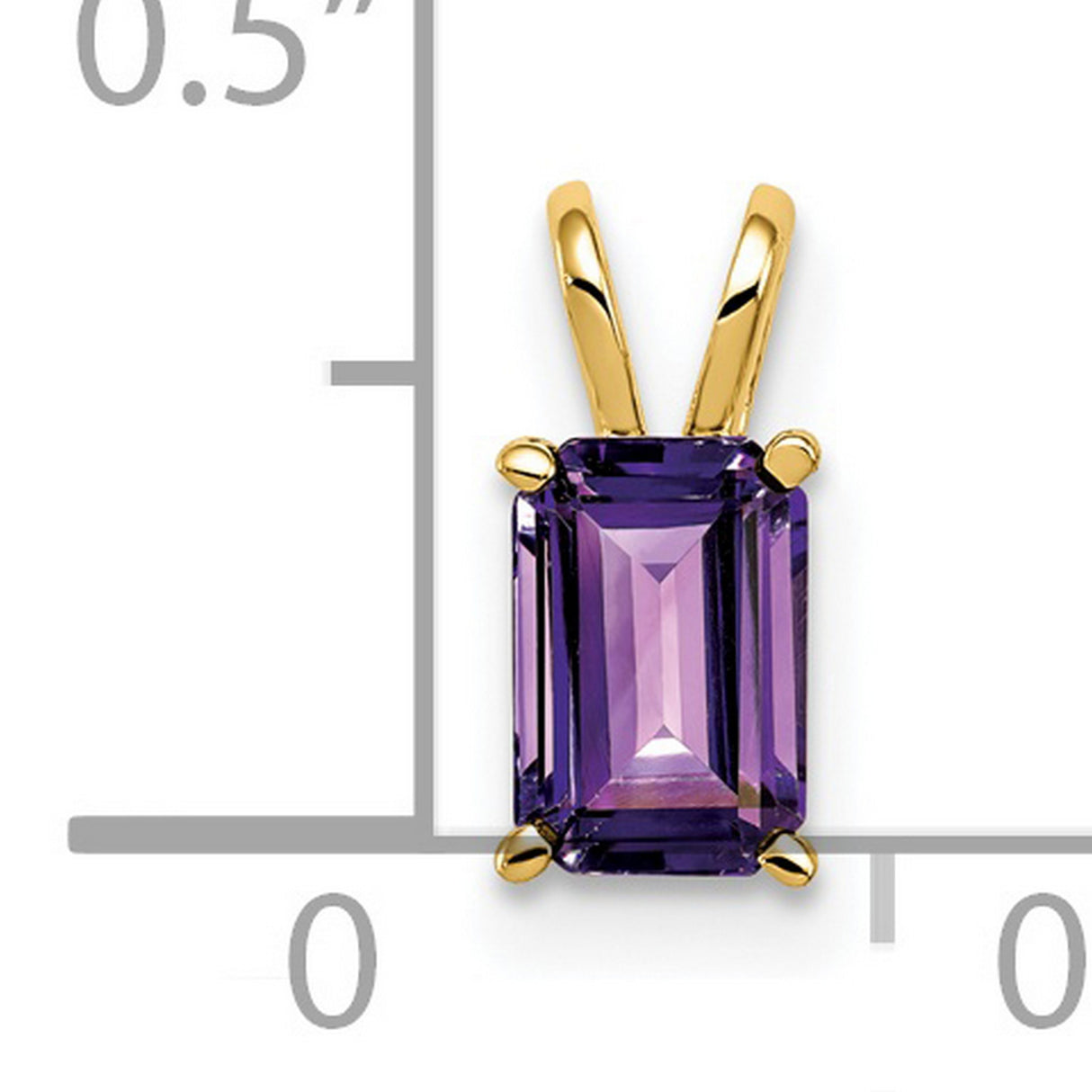Amethyst Charm Pendant in Real 14k Yellow Gold