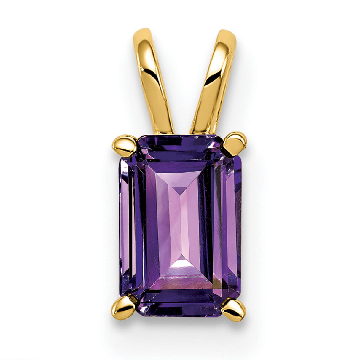 Amethyst Charm Pendant in Real 14k Yellow Gold
