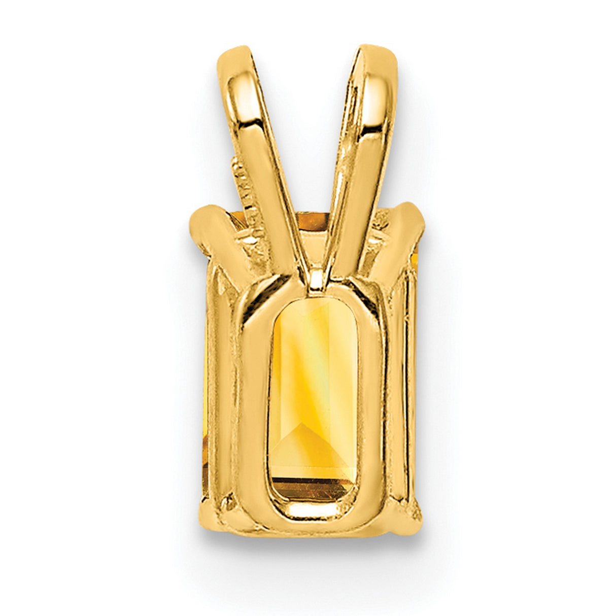 6x4mm Emerald Cut Citrine Charm Pendant in Real 14k Yellow Gold