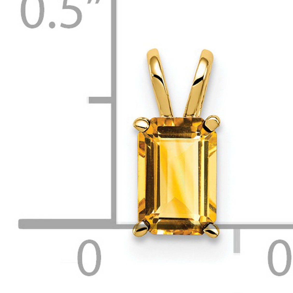 6x4mm Emerald Cut Citrine Charm Pendant in Real 14k Yellow Gold