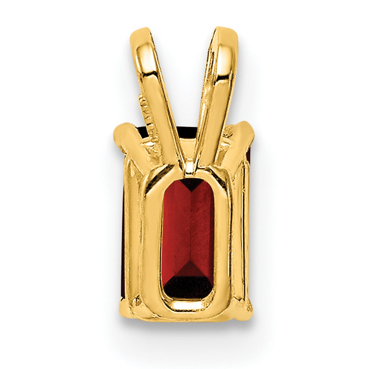 6x4mm Emerald Cut Garnet Charm Pendant in Real 14k Yellow Gold
