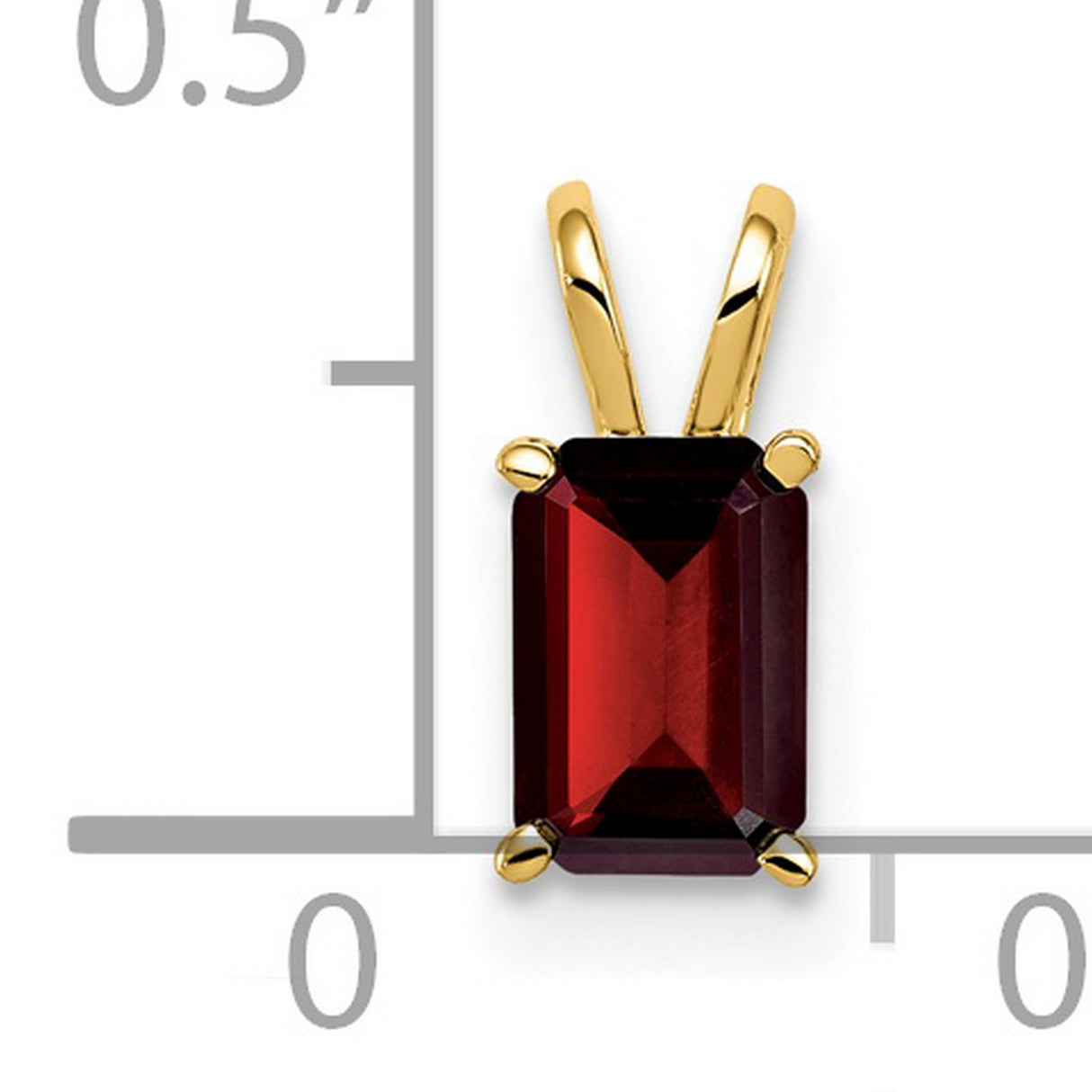 6x4mm Emerald Cut Garnet Charm Pendant in Real 14k Yellow Gold