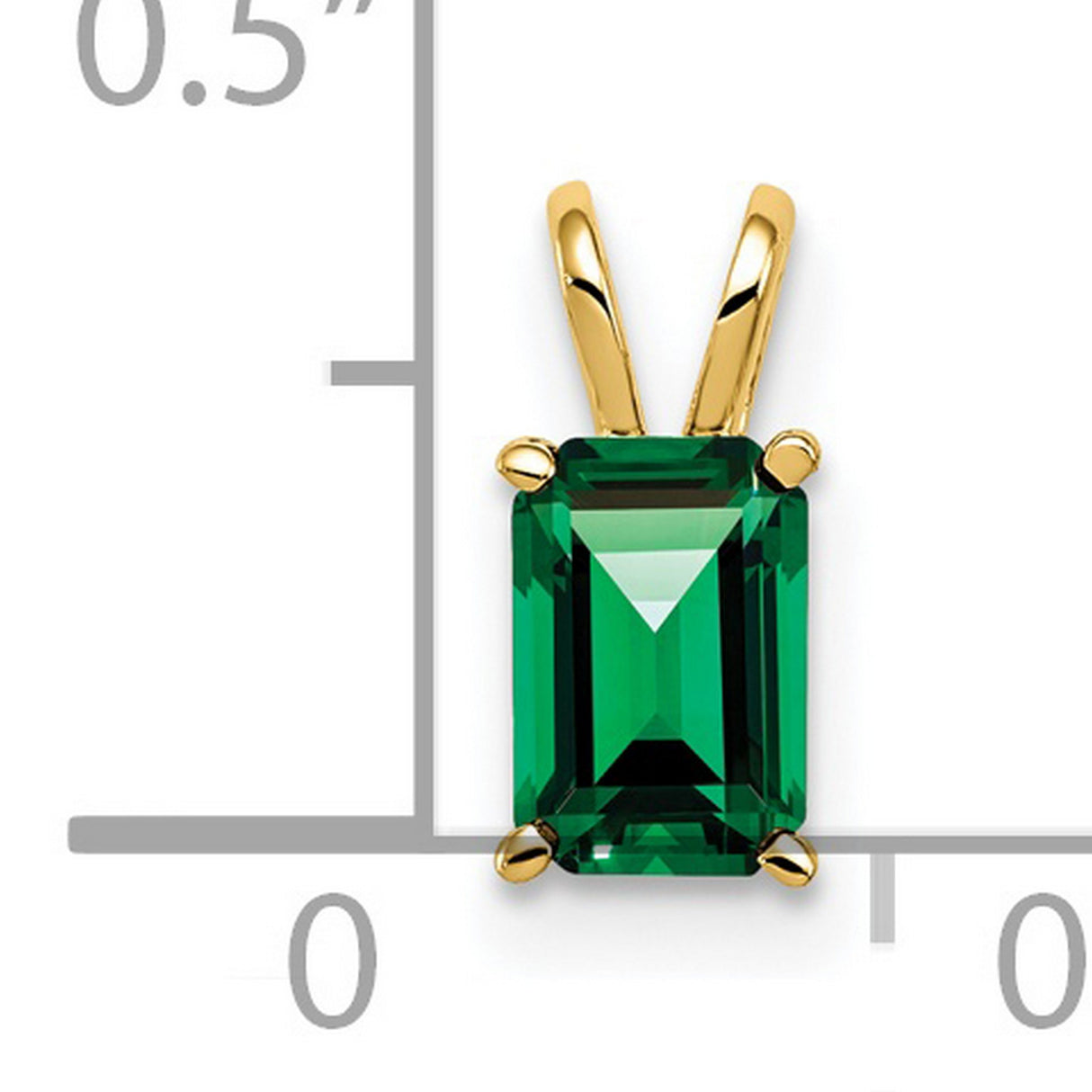 6x4mm Emerald Cut Mount Saint Helens Charm Pendant in Real 14k Yellow Gold