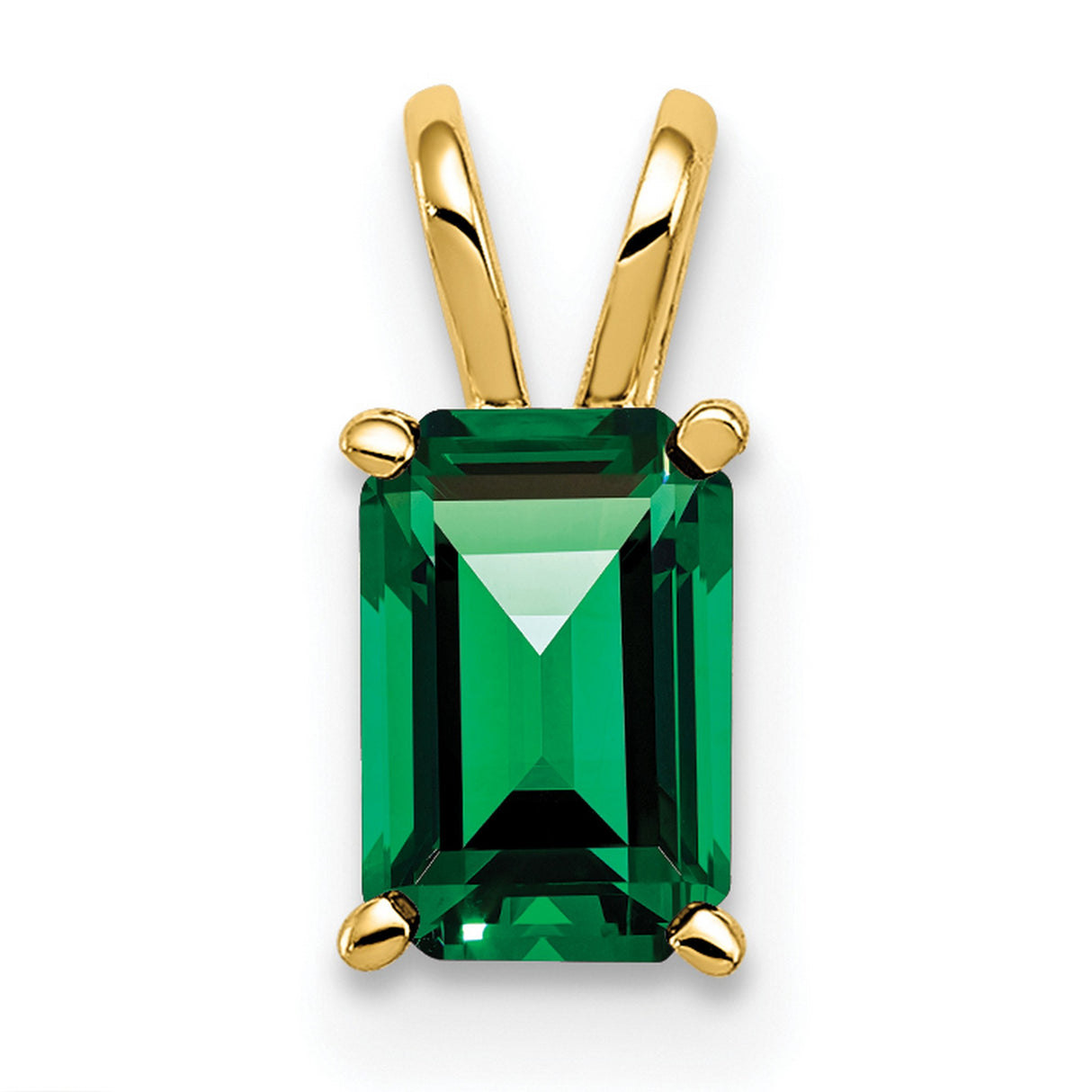 6x4mm Emerald Cut Mount Saint Helens Charm Pendant in Real 14k Yellow Gold