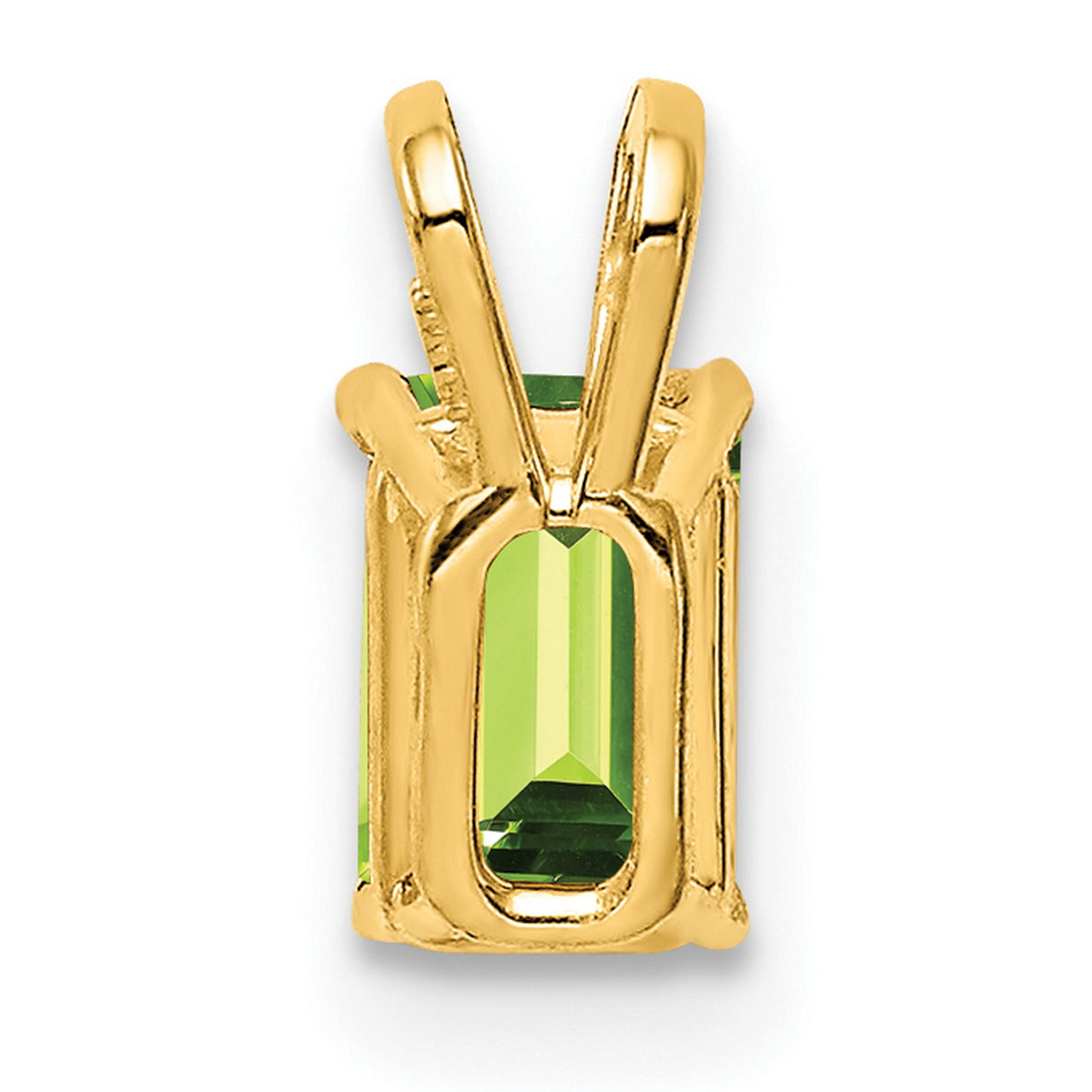 6x4mm Emerald Cut Peridot Charm Pendant in Real 14k Yellow Gold
