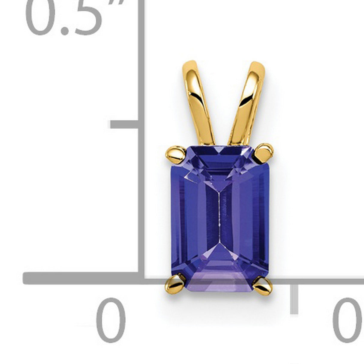 6x4mm Emerald Cut Tanzanite Charm Pendant in Real 14k Yellow Gold