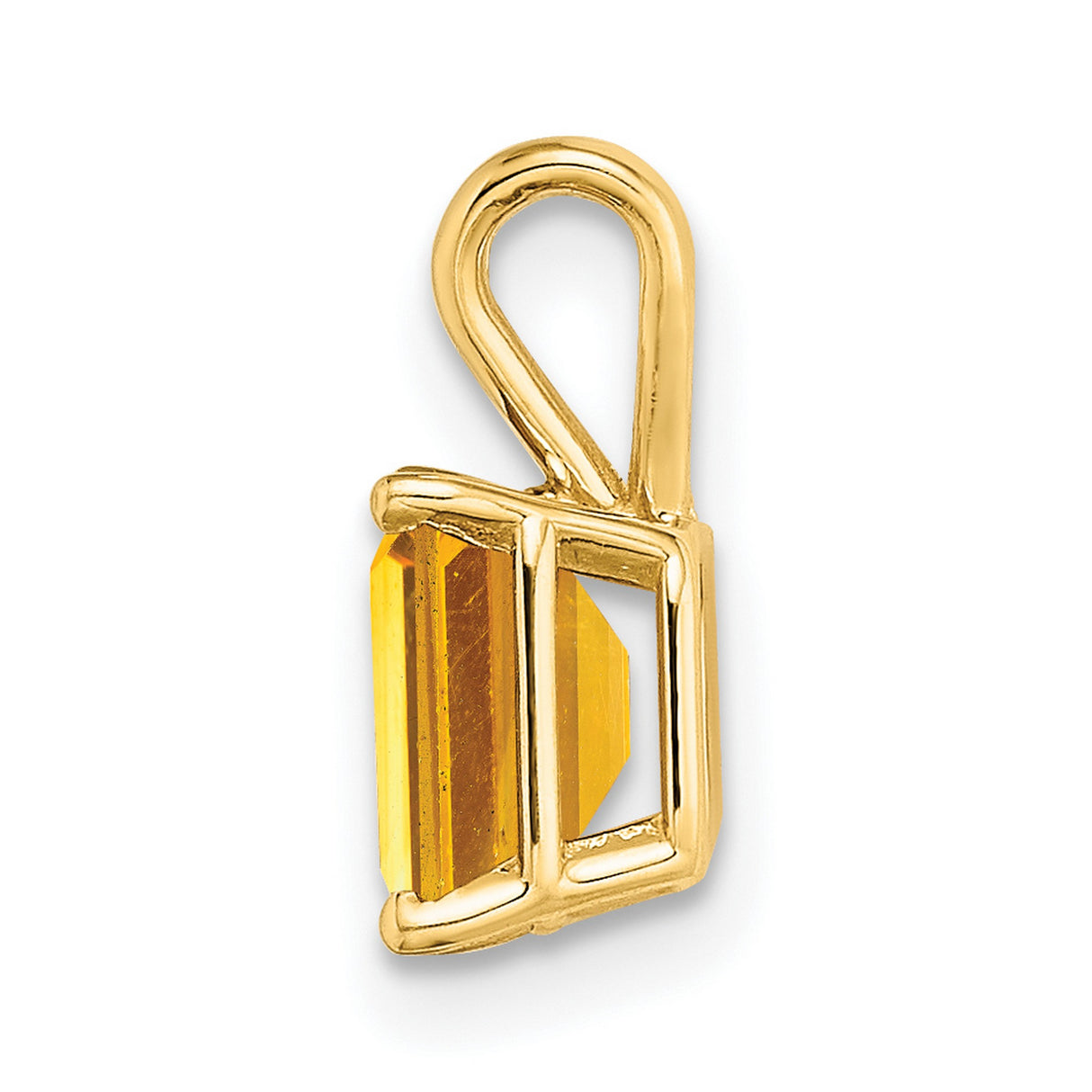 7x5mm Emerald Cut Citrine Charm Pendant in Real 14k Yellow Gold