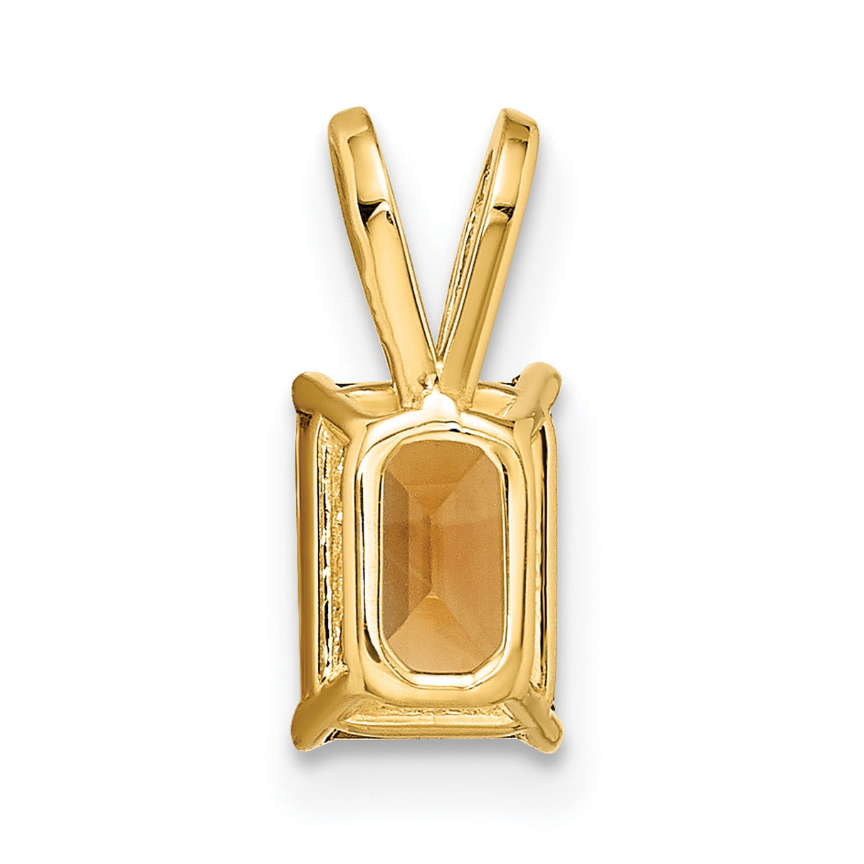 7x5mm Emerald Cut Citrine Charm Pendant in Real 14k Yellow Gold