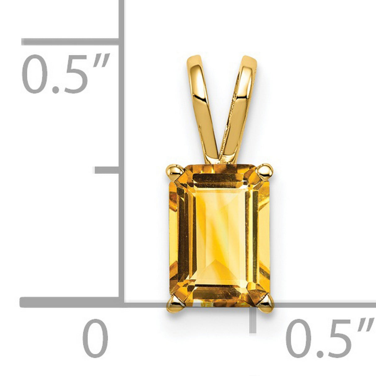 7x5mm Emerald Cut Citrine Charm Pendant in Real 14k Yellow Gold