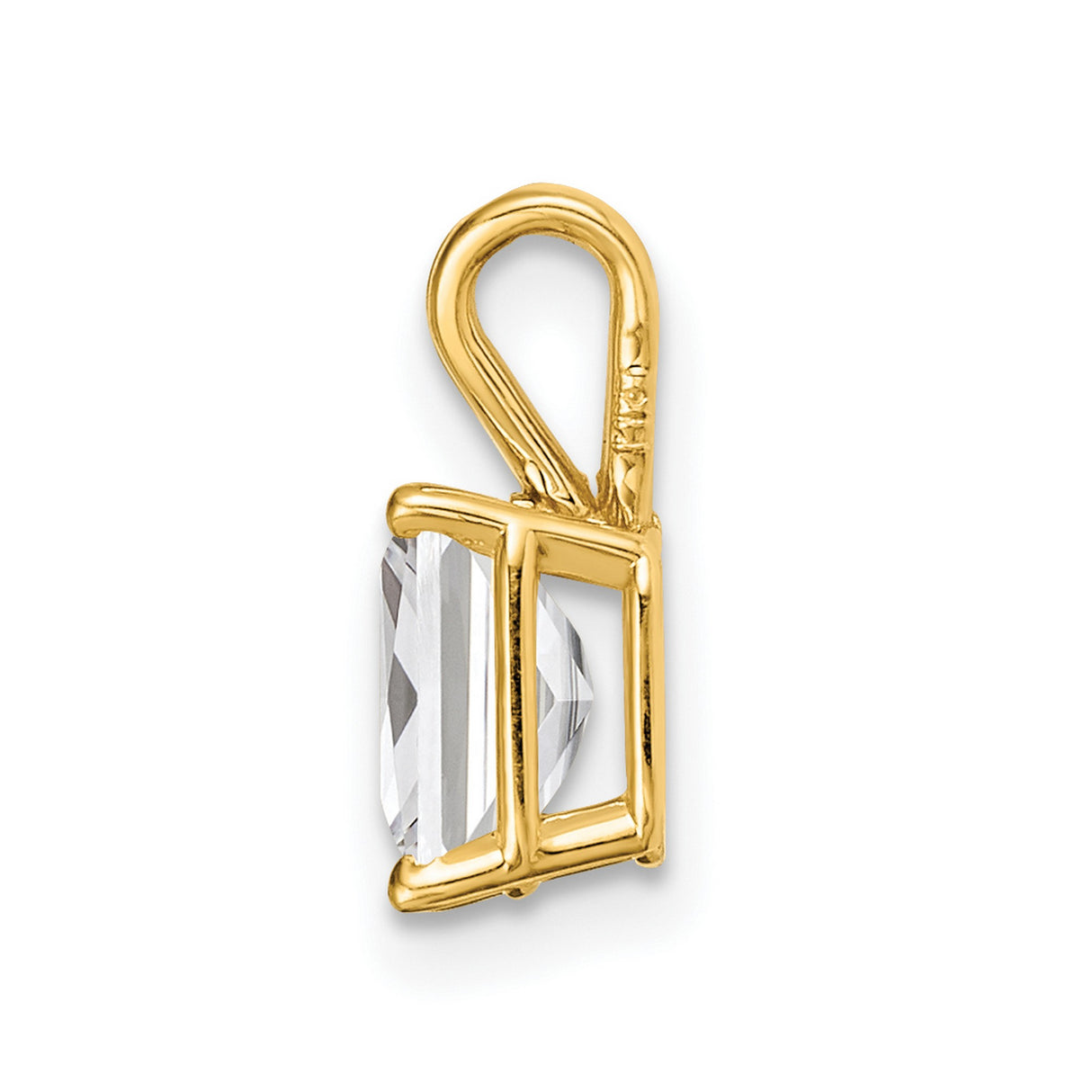7x5mm Emerald Cut Cubic Zirconia Charm Pendant in Real 14k Yellow Gold