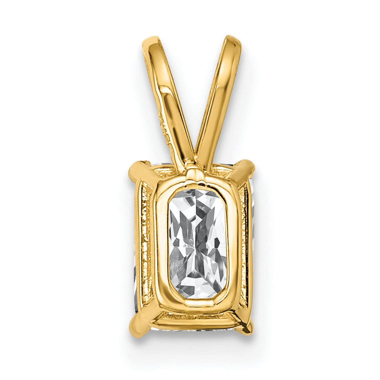 7x5mm Emerald Cut Cubic Zirconia Charm Pendant in Real 14k Yellow Gold
