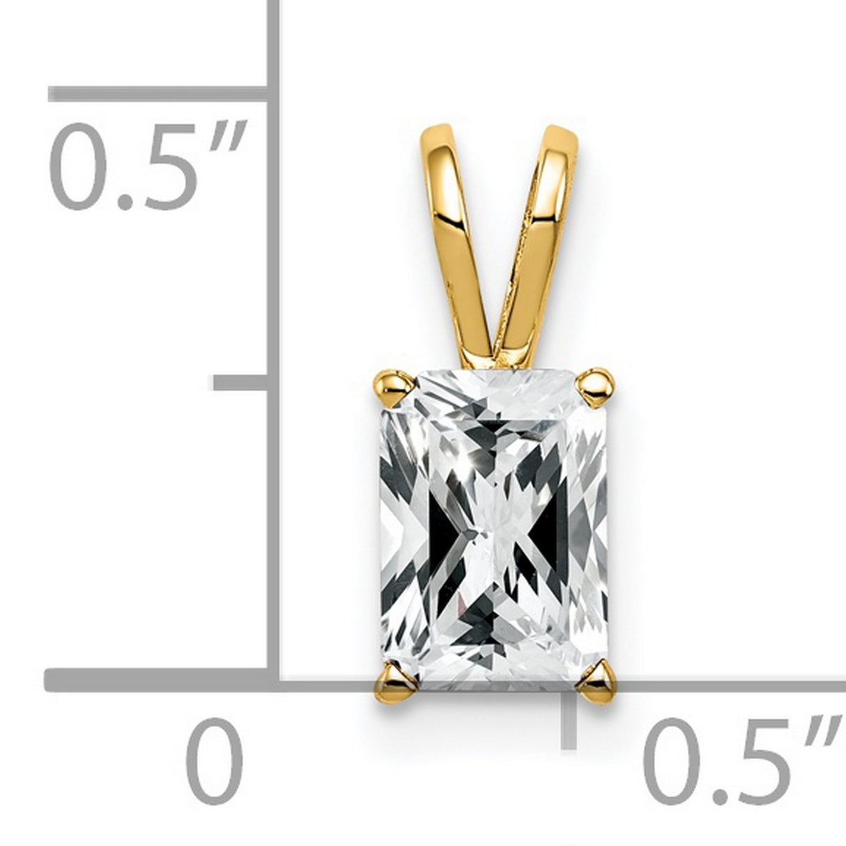 7x5mm Emerald Cut Cubic Zirconia Charm Pendant in Real 14k Yellow Gold