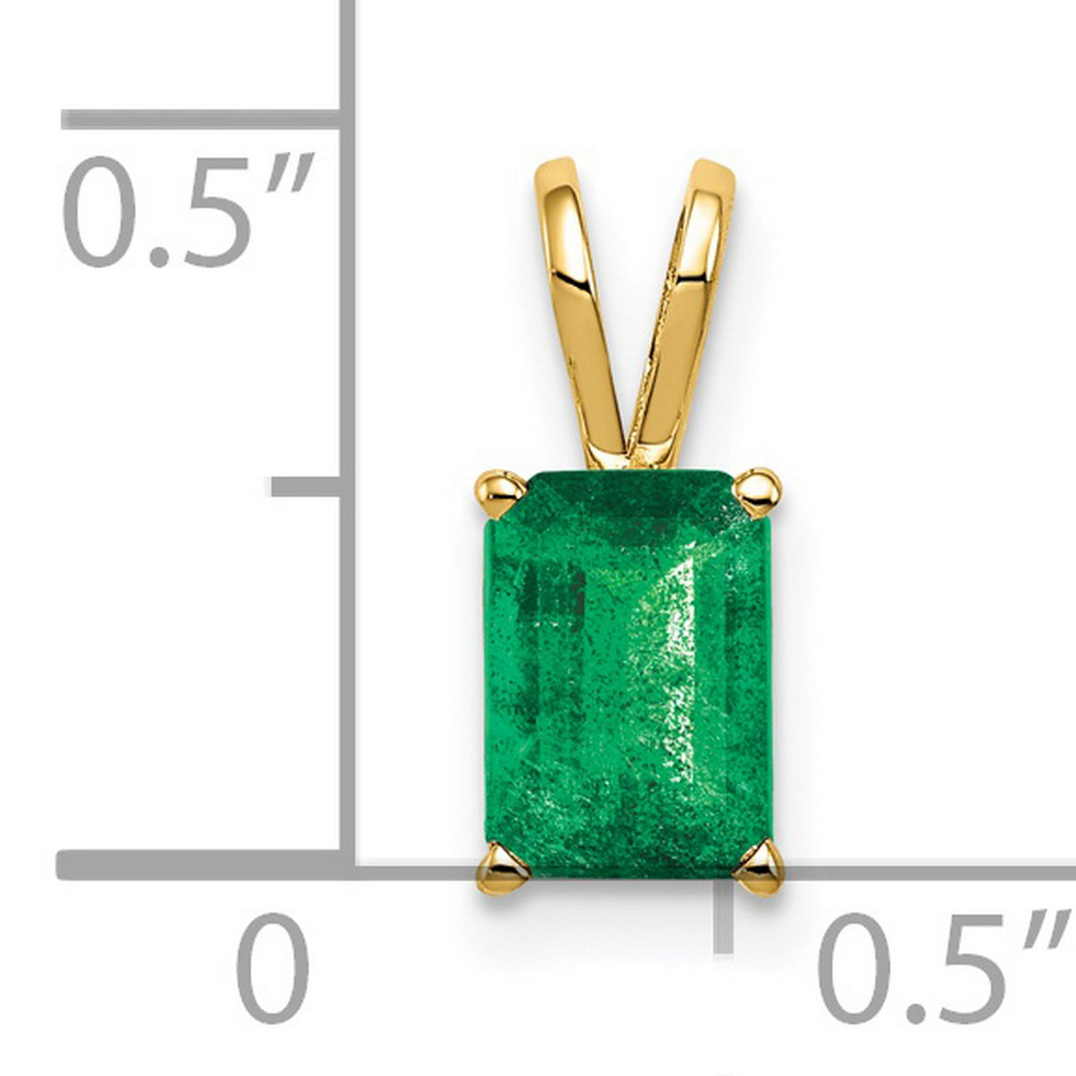 7x5mm Emerald Cut Emerald Charm Pendant in Real 14k Yellow Gold