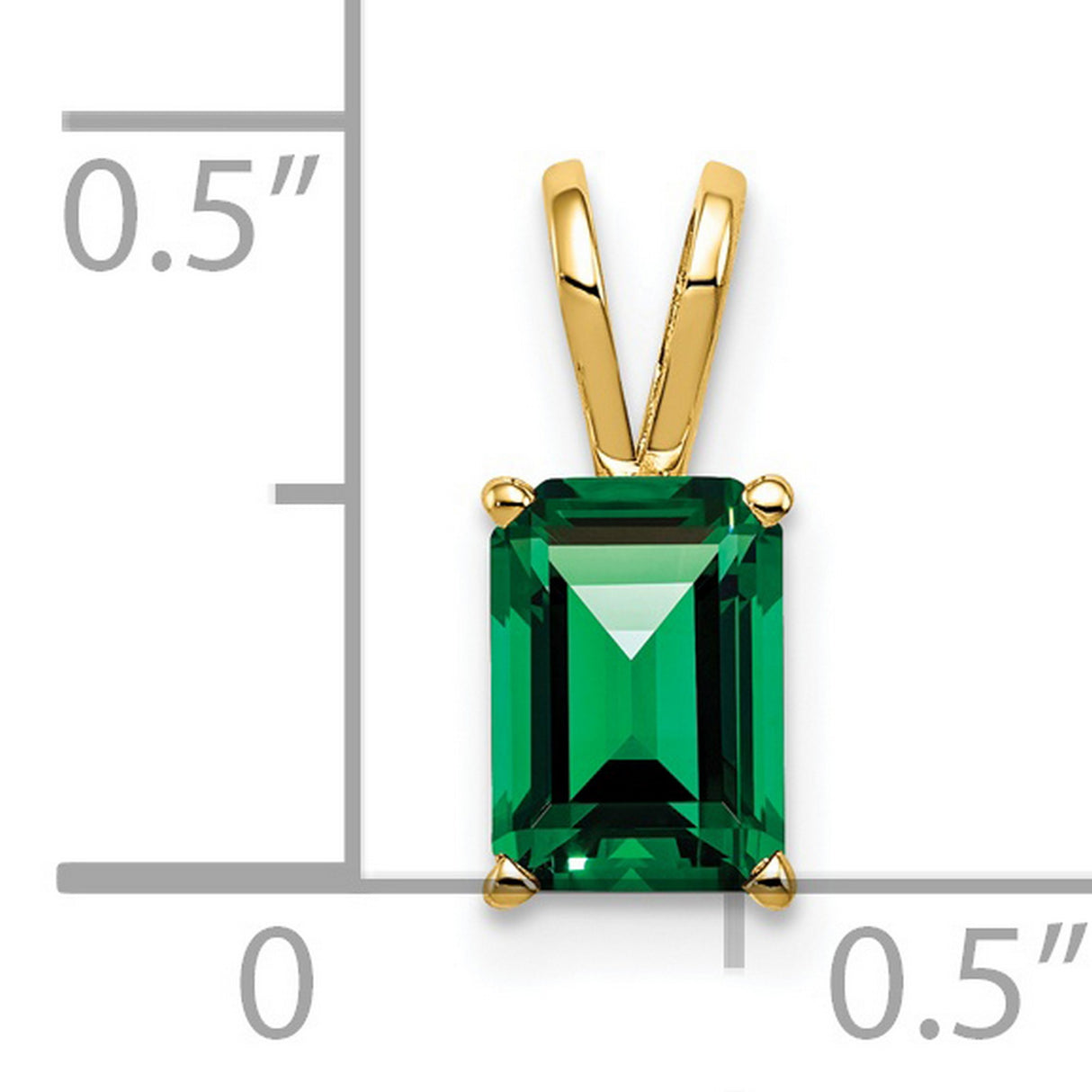 7x5mm Emerald Cut Mount Saint Helens Charm Pendant in Real 14k Yellow Gold