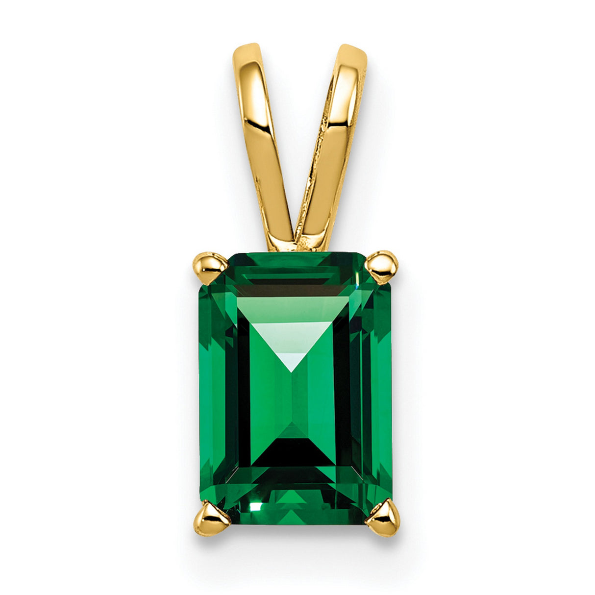 7x5mm Emerald Cut Mount Saint Helens Charm Pendant in Real 14k Yellow Gold