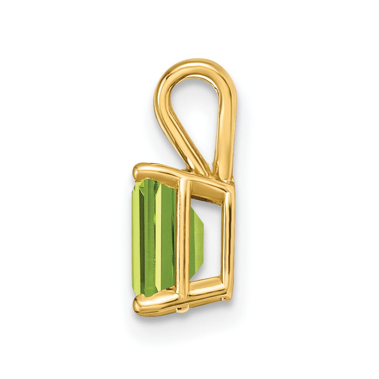 14k Yellow Gold Pendant with Emerald Cut Peridot, Minimalist August Birthstone Jewelry for Women