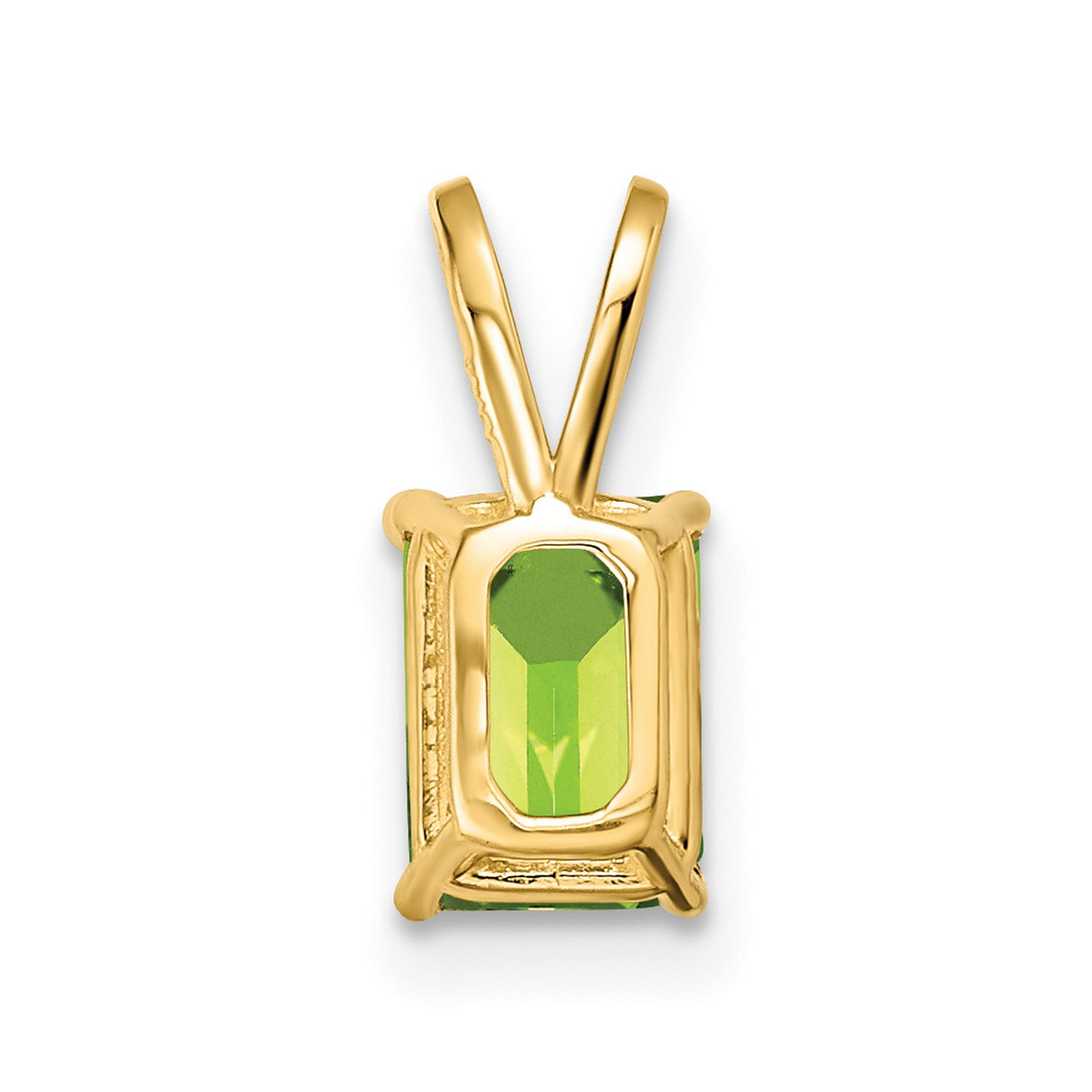 14k Yellow Gold Pendant with Emerald Cut Peridot, Minimalist August Birthstone Jewelry for Women