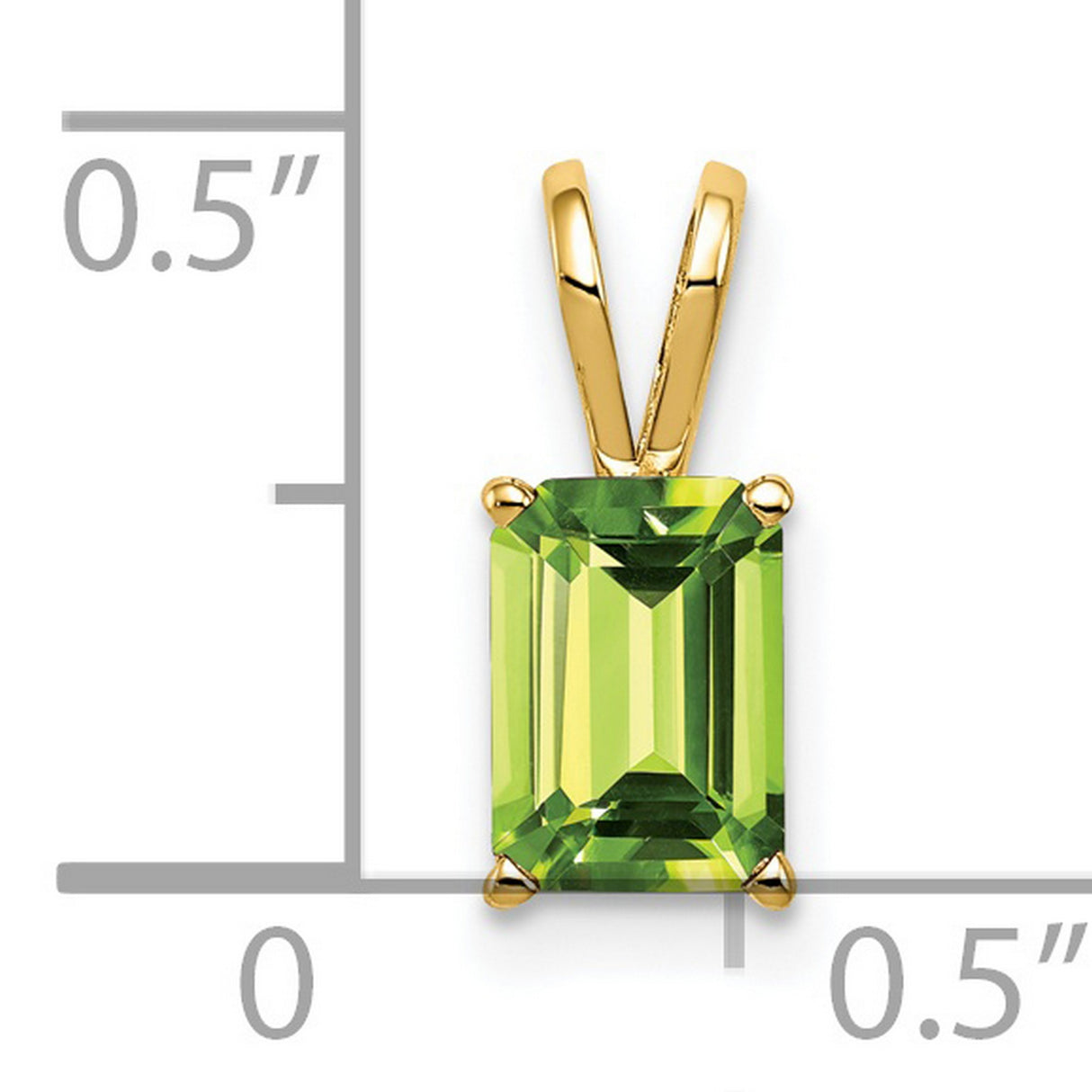 14k Yellow Gold Pendant with Emerald Cut Peridot, Minimalist August Birthstone Jewelry for Women