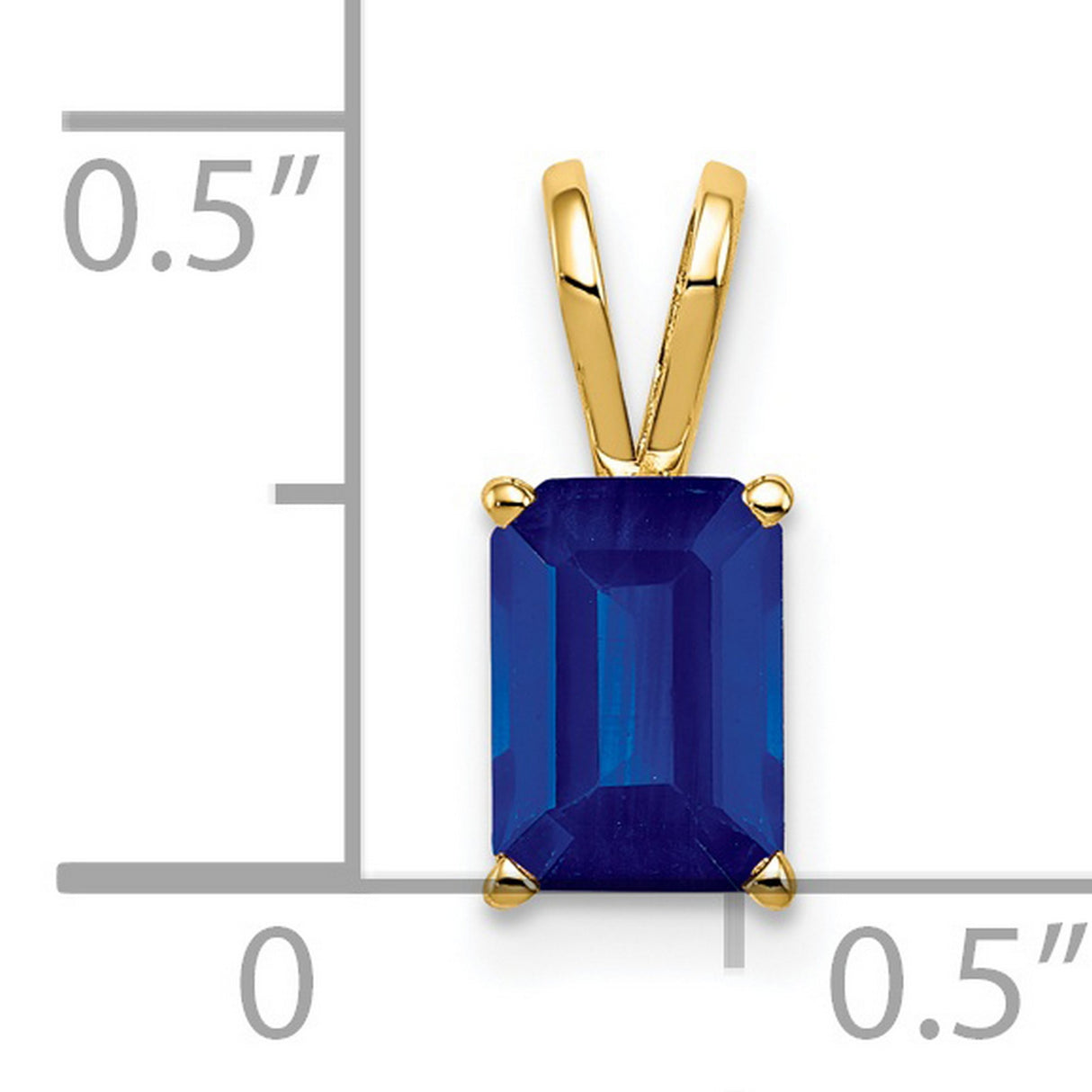 14k Yellow Gold Pendant with Emerald Cut Sapphire, Minimalist Rectangular Design