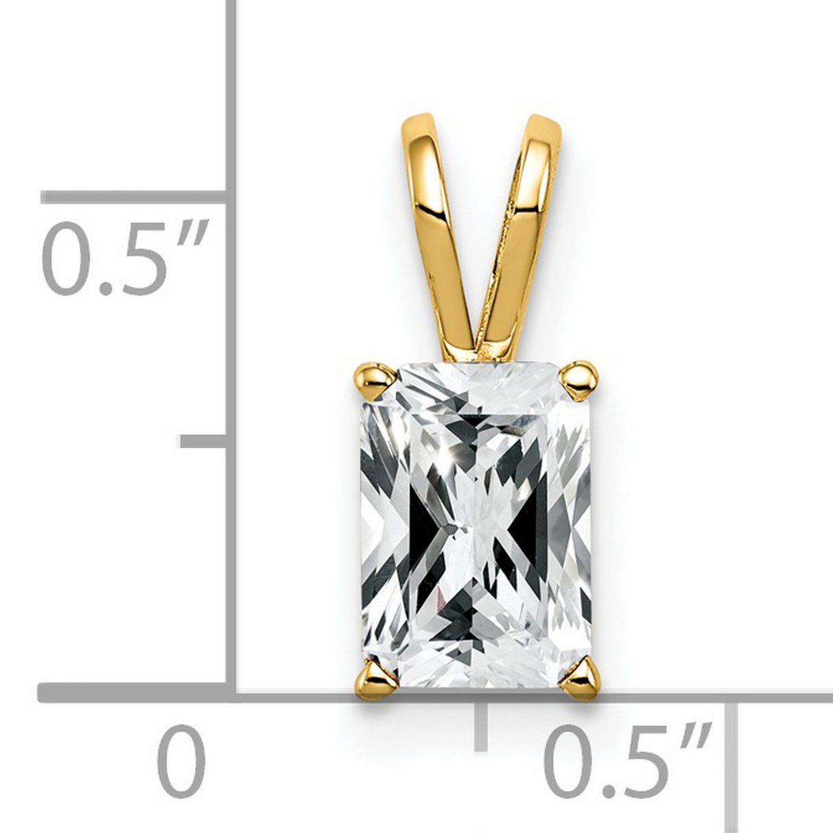 8x6mm Emerald Cut Cubic Zirconia Charm Pendant in Real 14k Yellow Gold