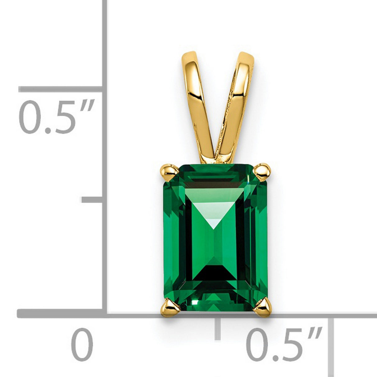 8x6mm Emerald Cut Mount Saint Helens Charm Pendant in Real 14k Yellow Gold