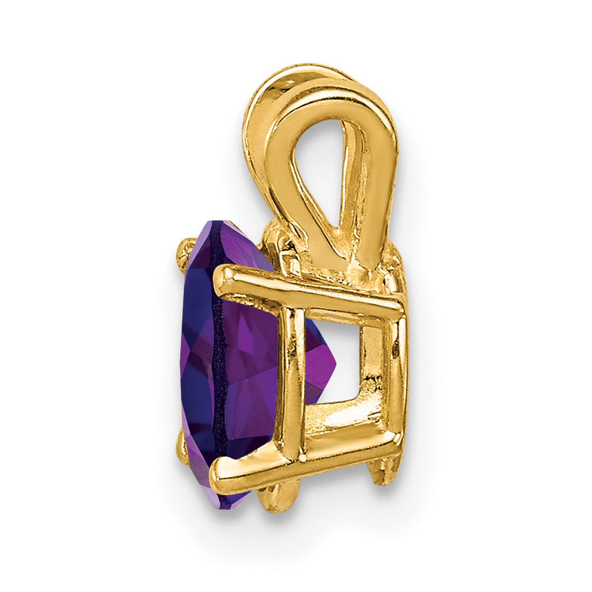 7x5mm Oval Amethyst Charm Pendant in Real 14k Yellow Gold