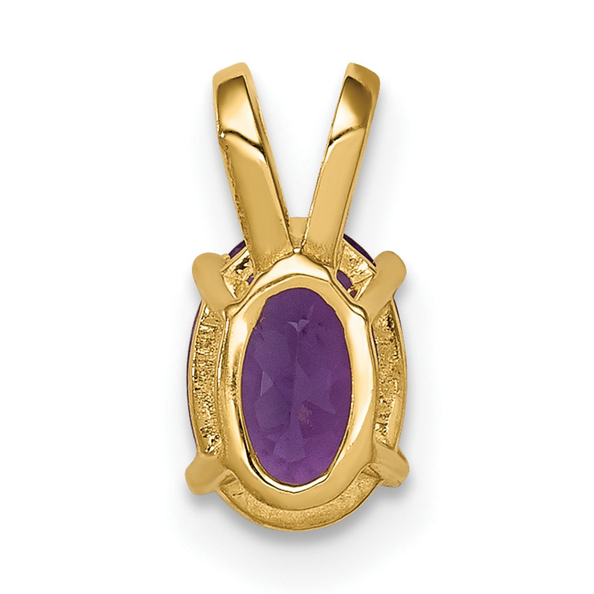 7x5mm Oval Amethyst Charm Pendant in Real 14k Yellow Gold