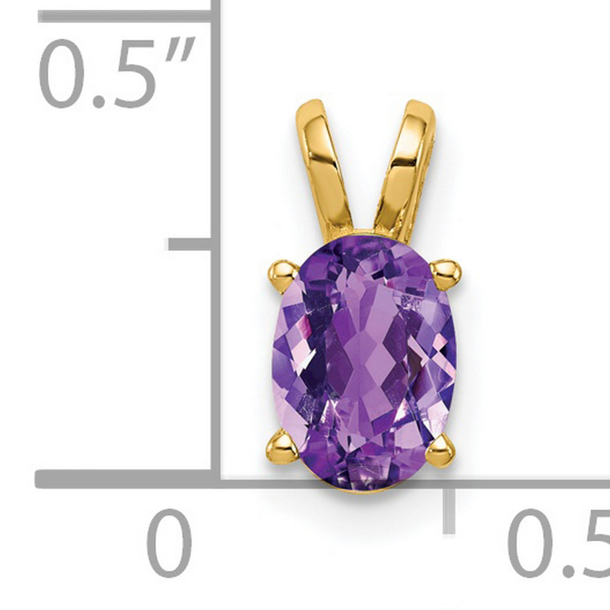7x5mm Oval Amethyst Charm Pendant in Real 14k Yellow Gold