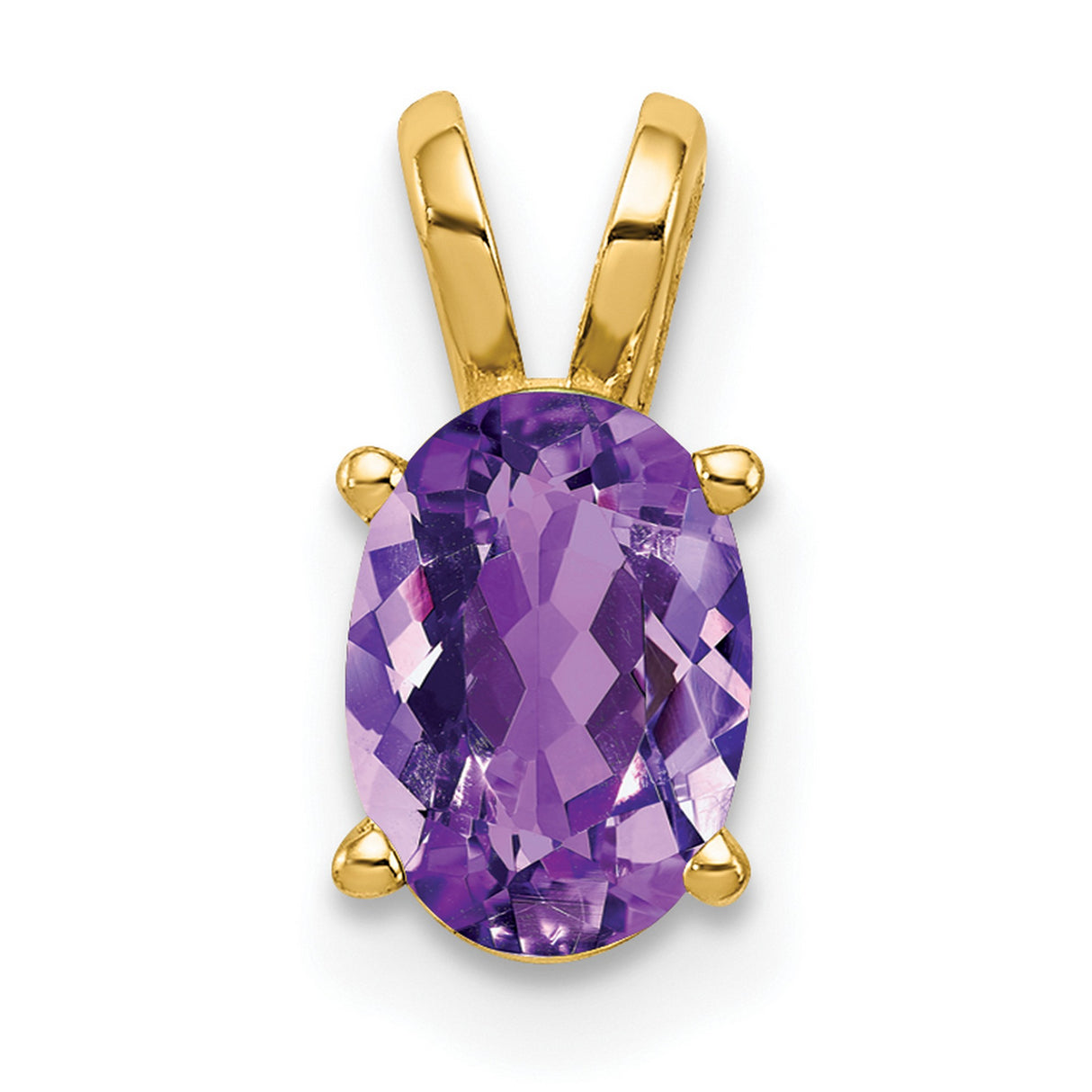 7x5mm Oval Amethyst Charm Pendant in Real 14k Yellow Gold