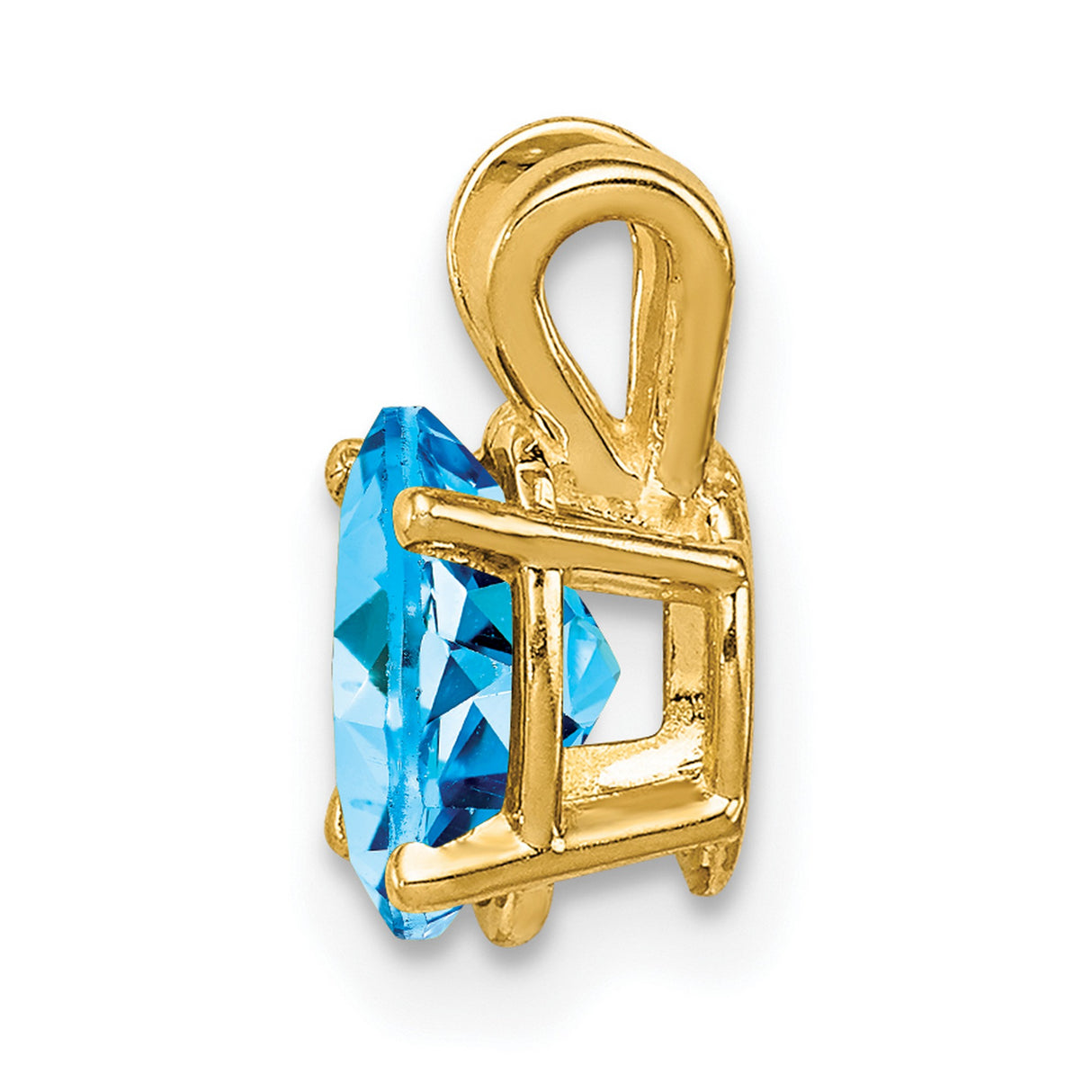 7x5mm Oval Blue Topaz Charm Pendant in Real 14k Yellow Gold