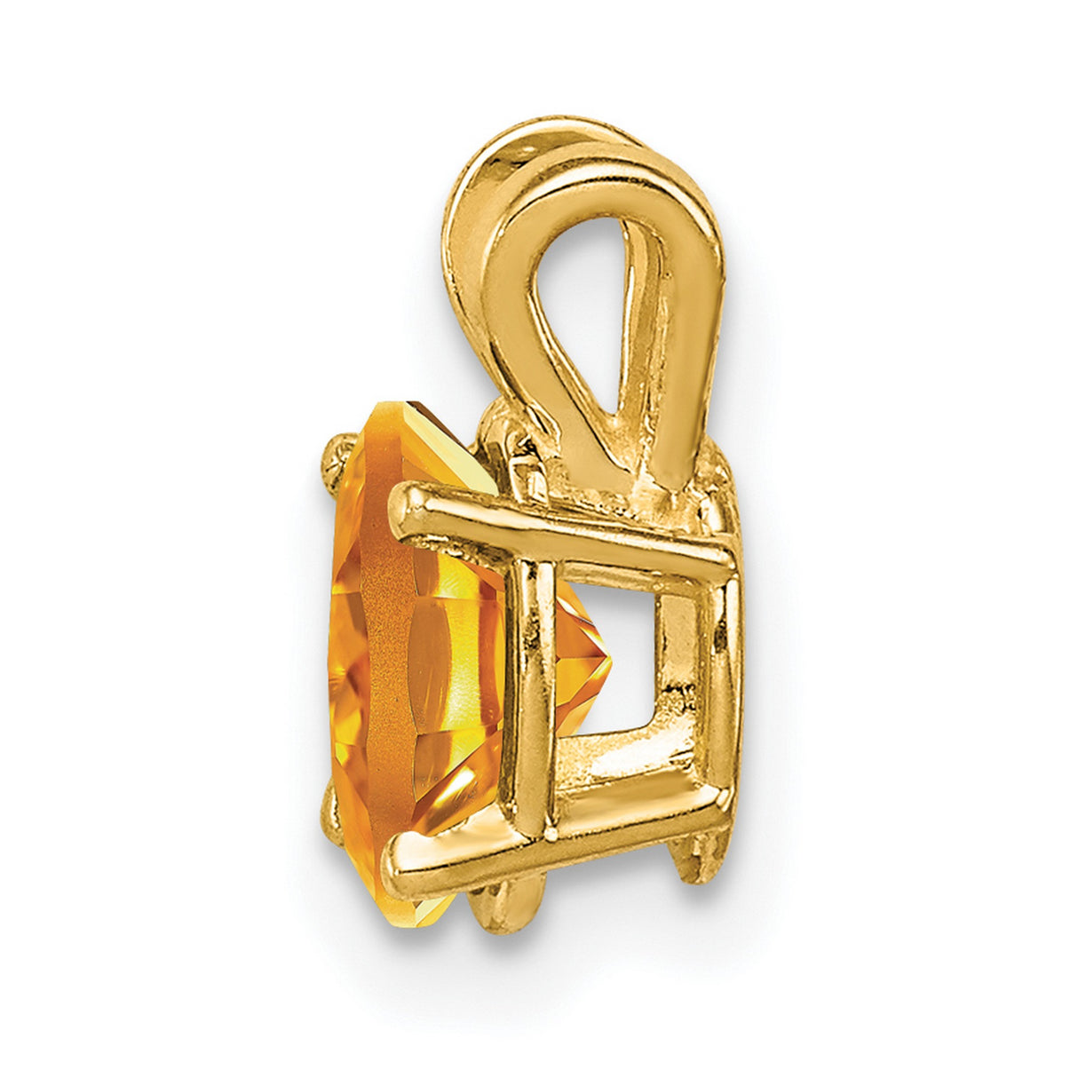 14k Yellow Gold Citrine Pendant, Oval Faceted Gemstone in Prong Setting, November Birthstone Jewelry