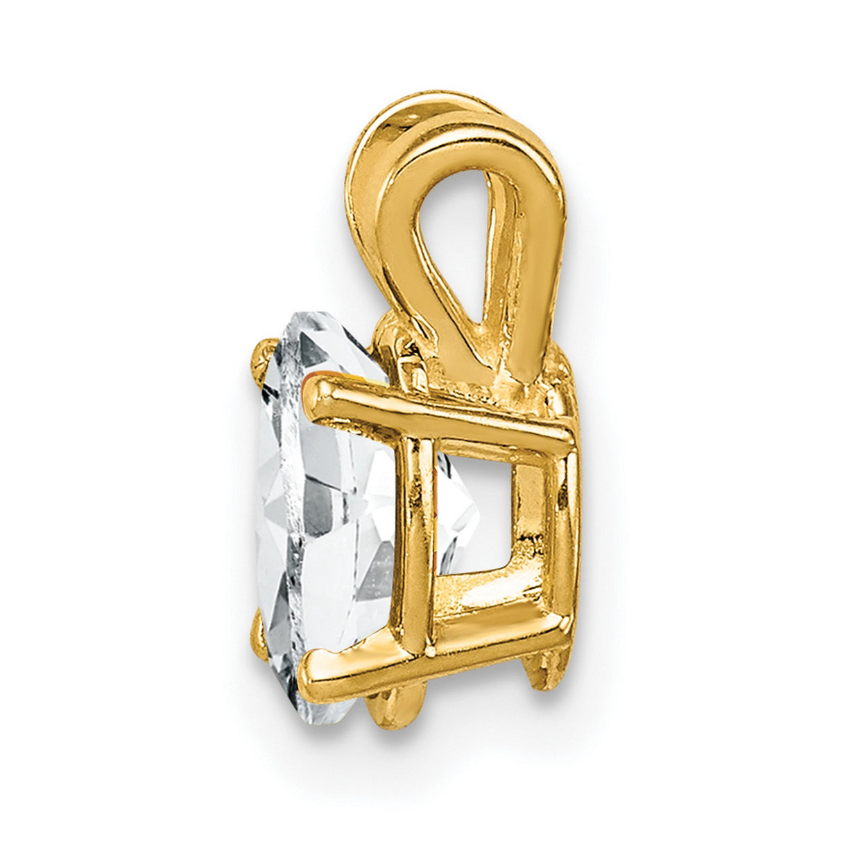 7x5mm Oval Cubic Zirconia Charm Pendant in Real 14k Yellow Gold