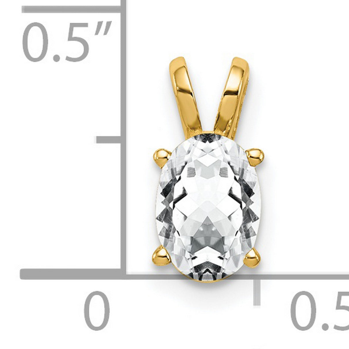 7x5mm Oval Cubic Zirconia Charm Pendant in Real 14k Yellow Gold
