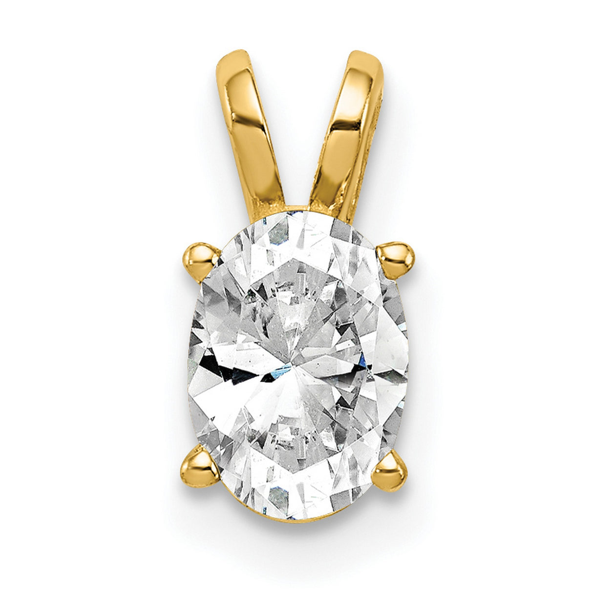 7x5mm Oval Cubic Zirconia Charm Pendant in Real 14k Yellow Gold