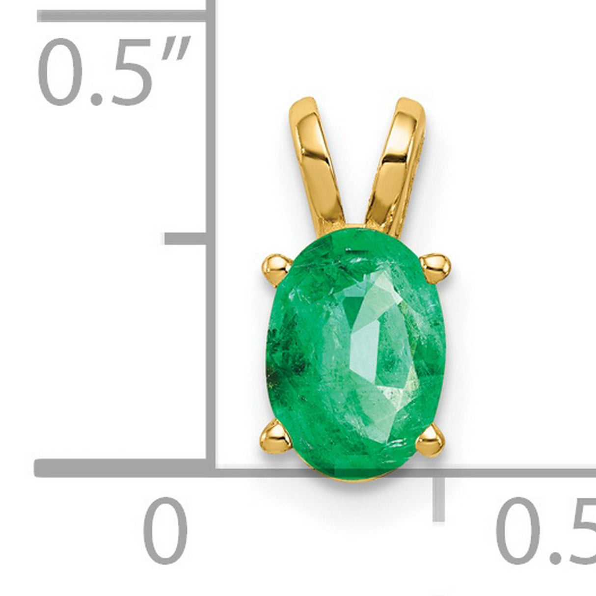 7x5mm Oval Emerald Charm Pendant in Real 14k Yellow Gold