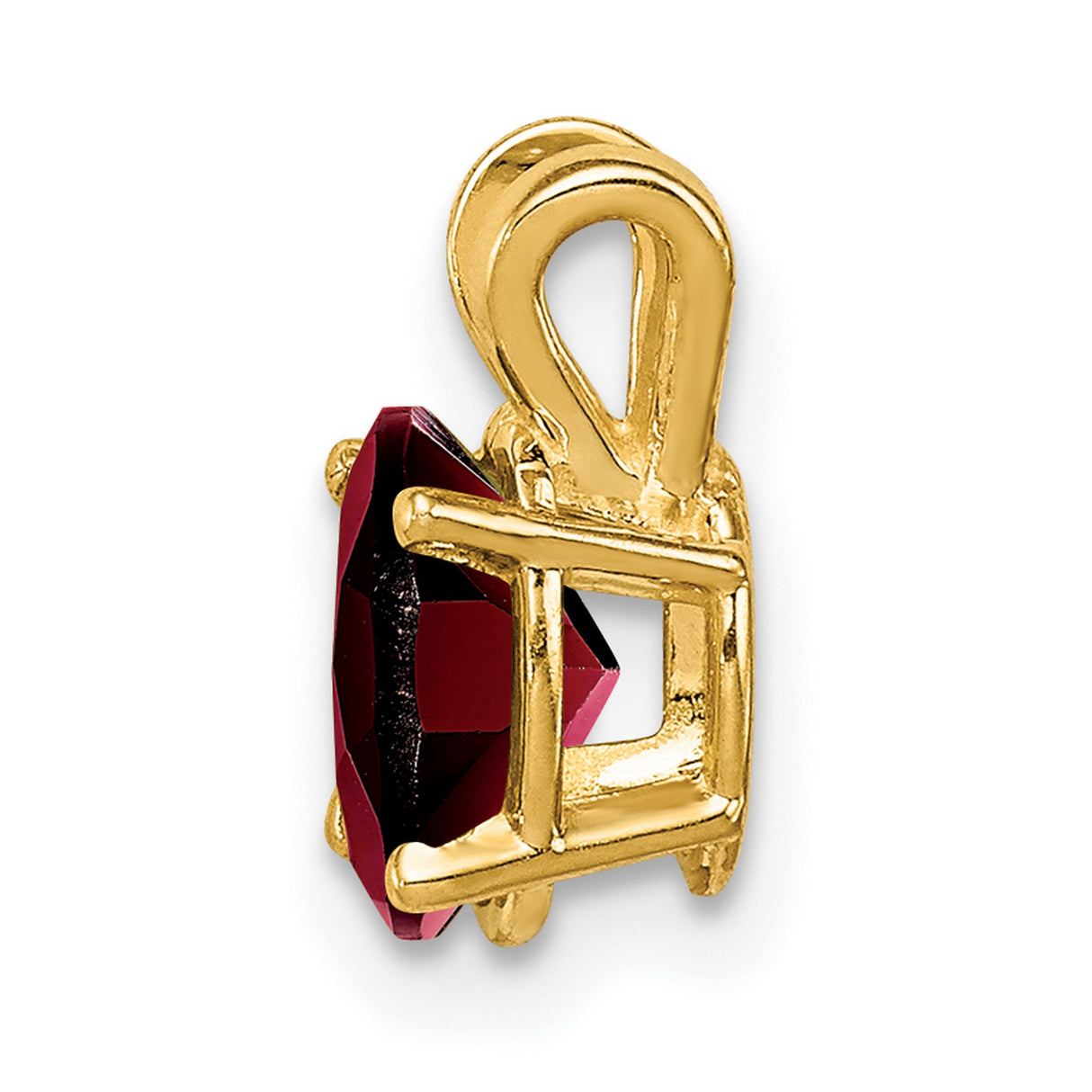 7x5mm Oval Garnet Charm Pendant in Real 14k Yellow Gold