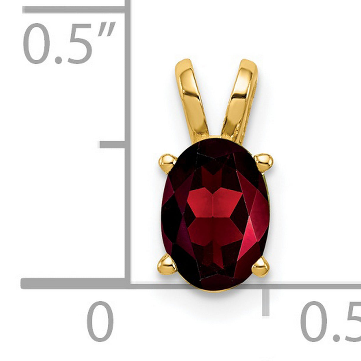 7x5mm Oval Garnet Charm Pendant in Real 14k Yellow Gold