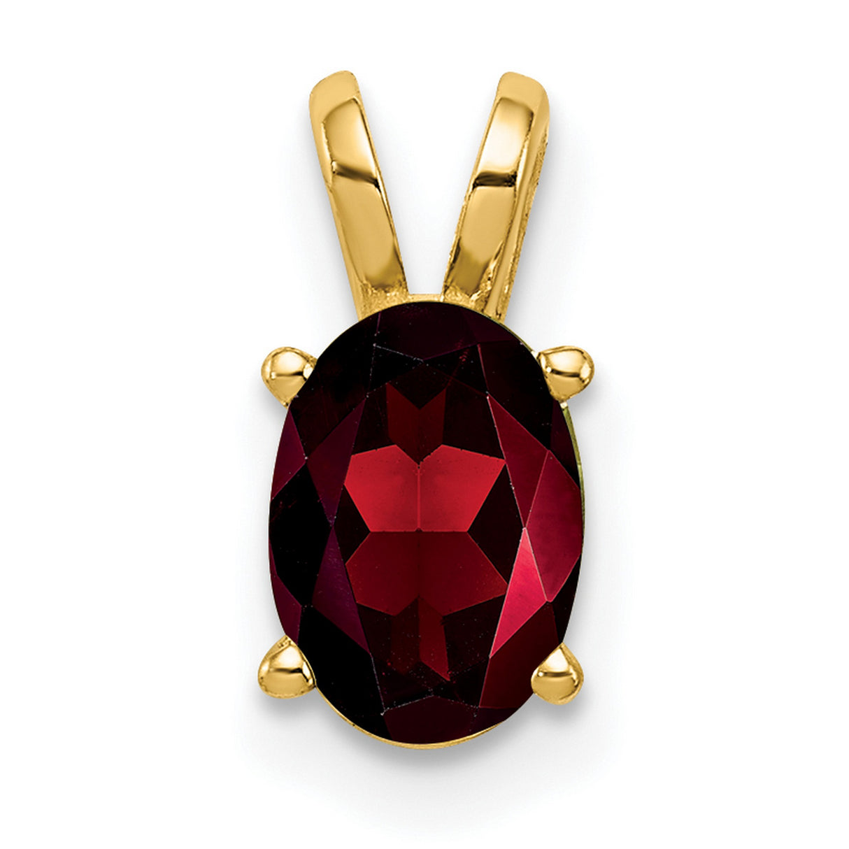 7x5mm Oval Garnet Charm Pendant in Real 14k Yellow Gold
