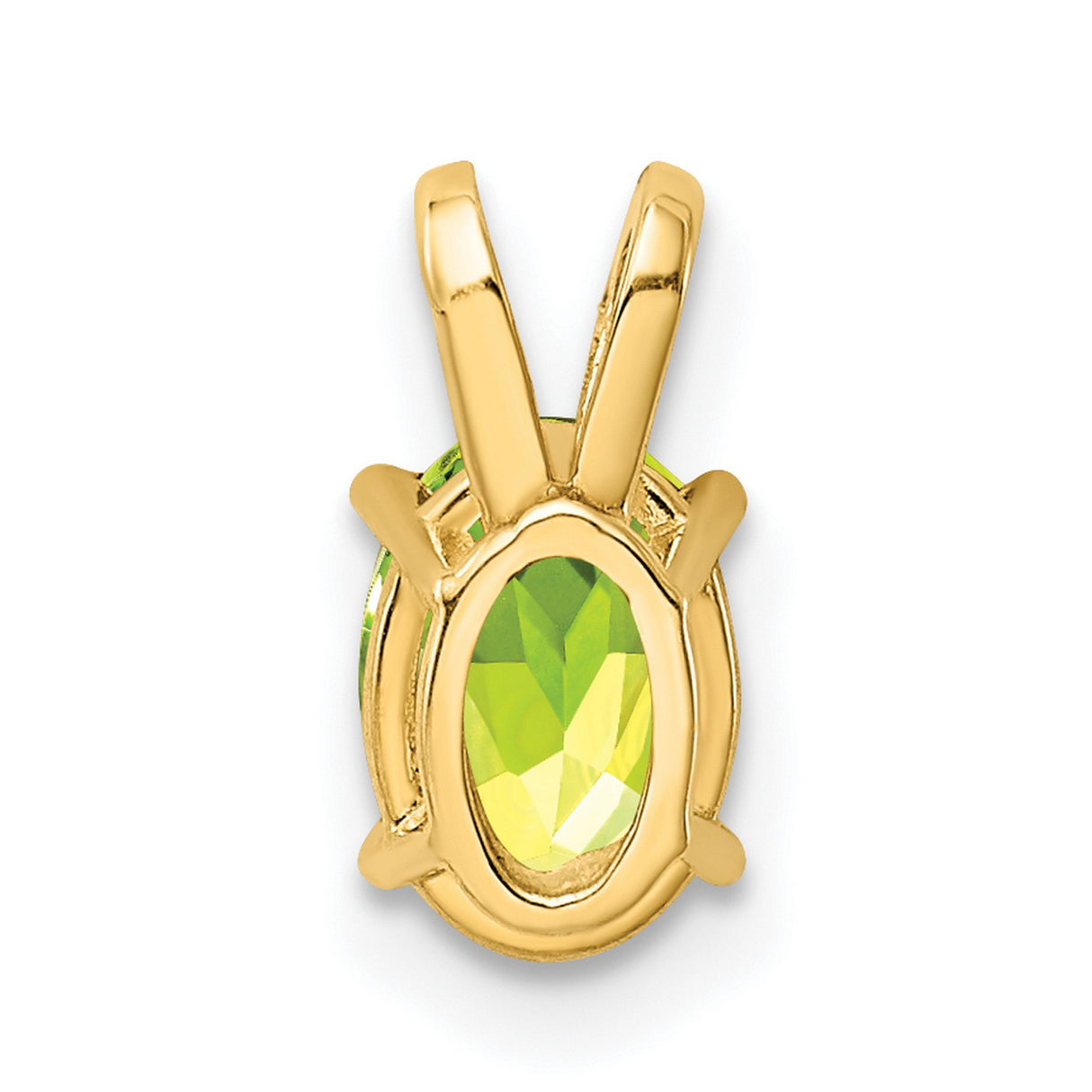 7x5mm Oval Peridot Charm Pendant in Real 14k Yellow Gold
