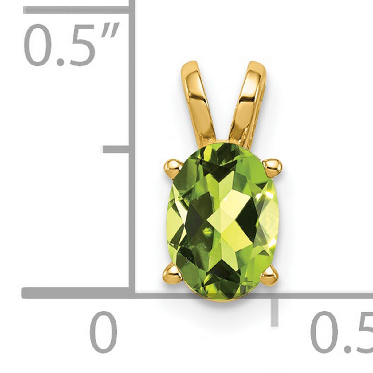 7x5mm Oval Peridot Charm Pendant in Real 14k Yellow Gold