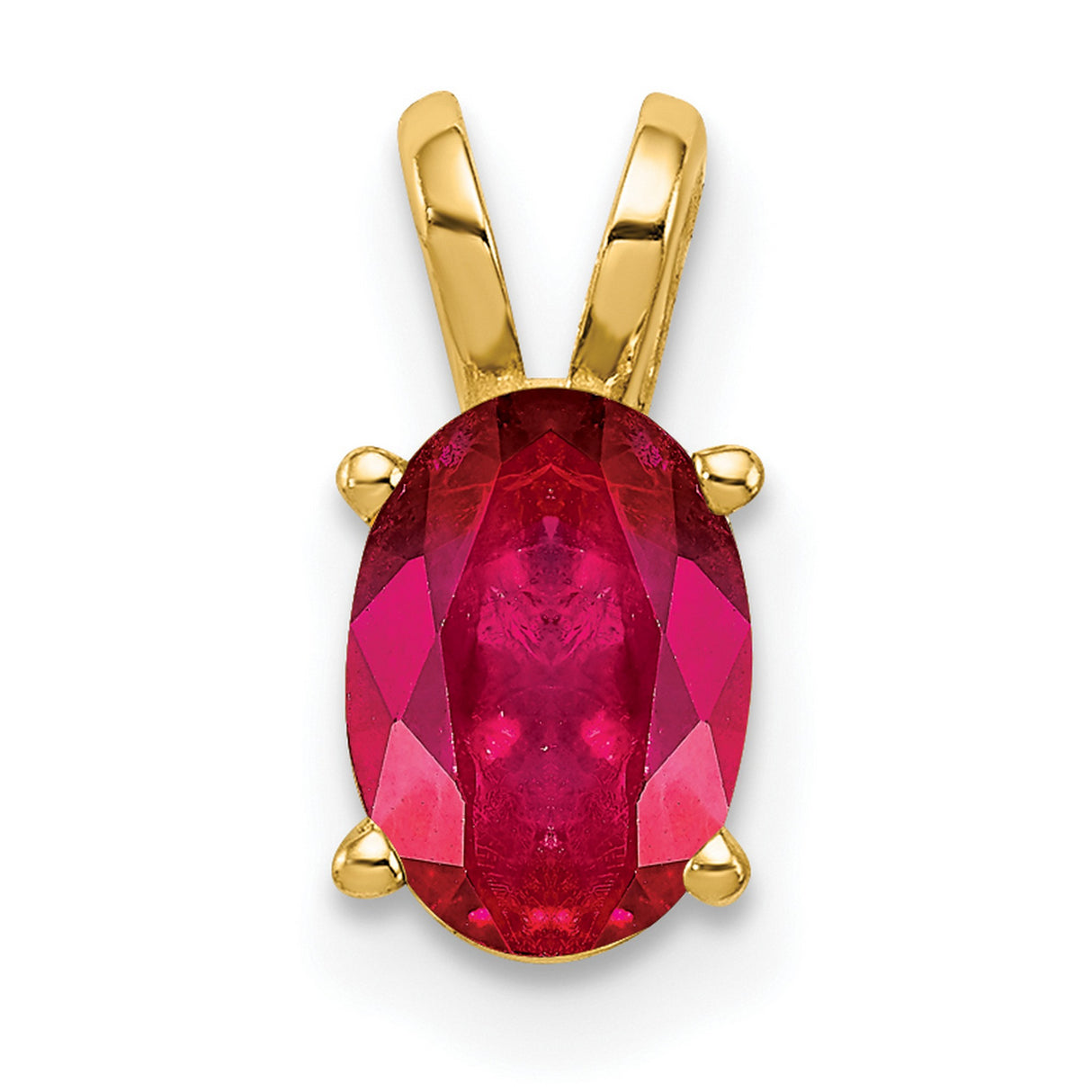 7x5mm Oval Ruby Charm Pendant in Real 14k Yellow Gold