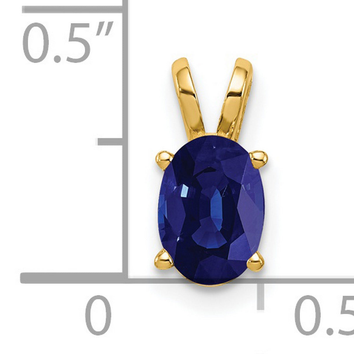 7x5mm Oval Sapphire Charm Pendant in Real 14k Yellow Gold