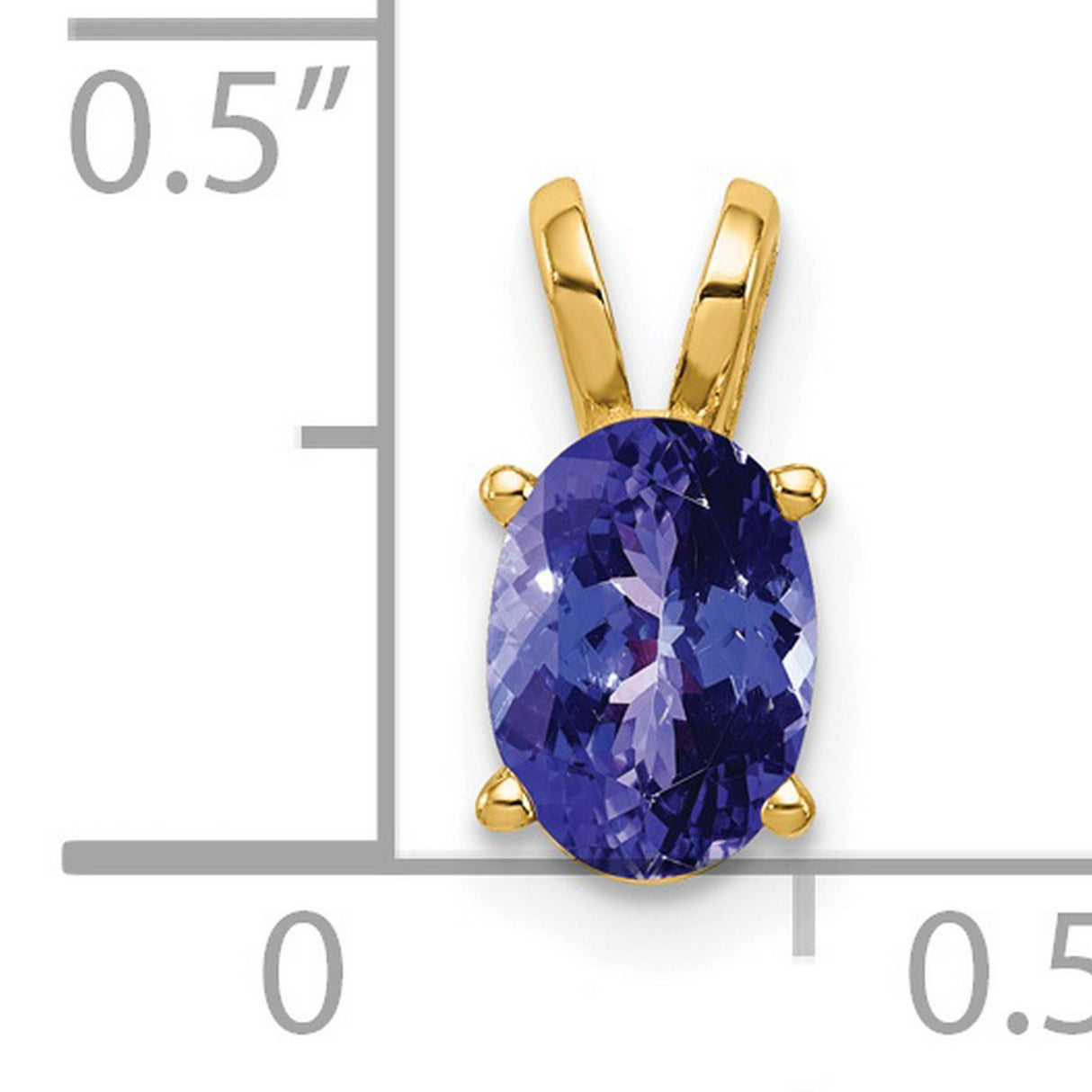 7x5mm Oval Tanzanite Charm Pendant in Real 14k Yellow Gold