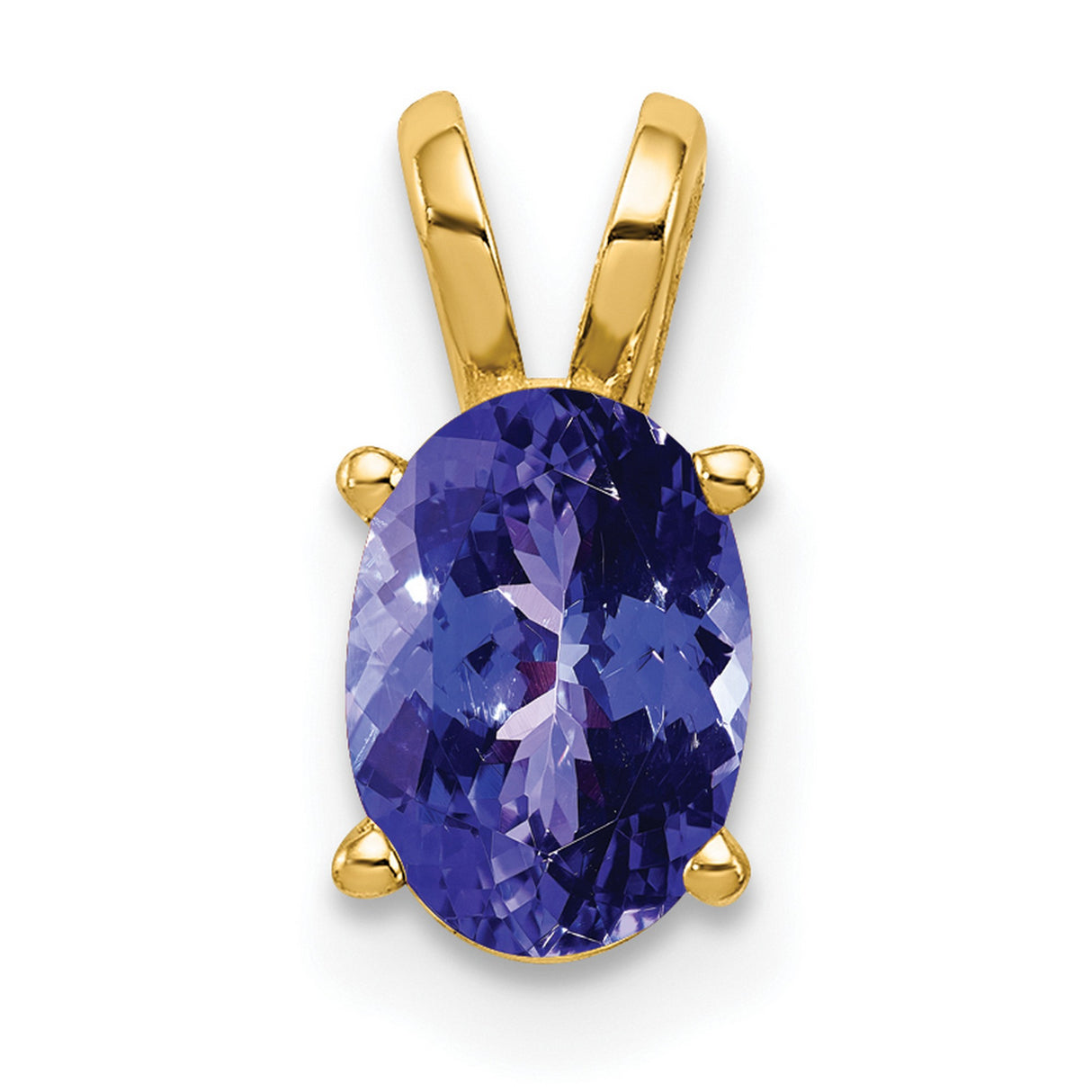7x5mm Oval Tanzanite Charm Pendant in Real 14k Yellow Gold