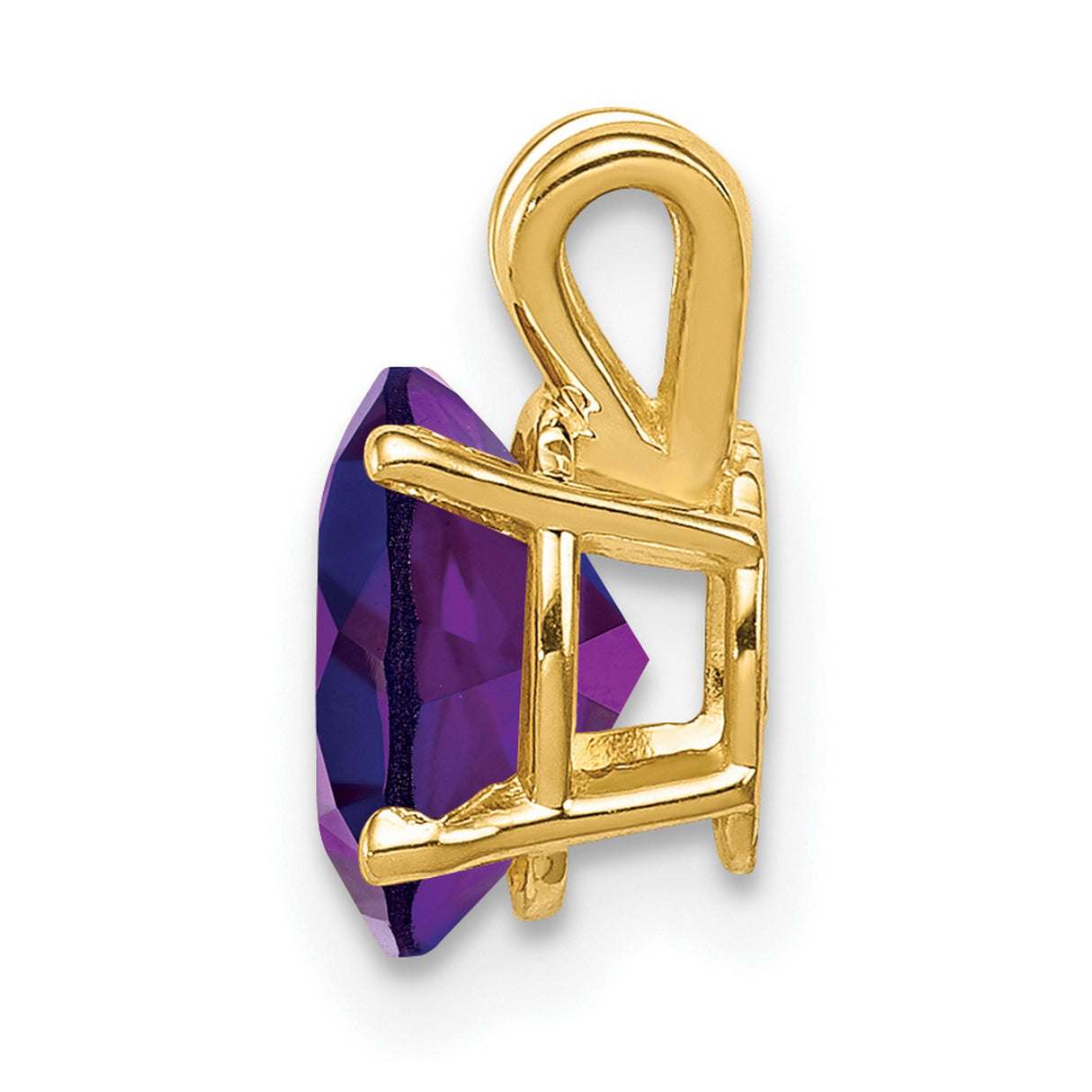 8x6mm Oval Amethyst Charm Pendant in Real 14k Yellow Gold
